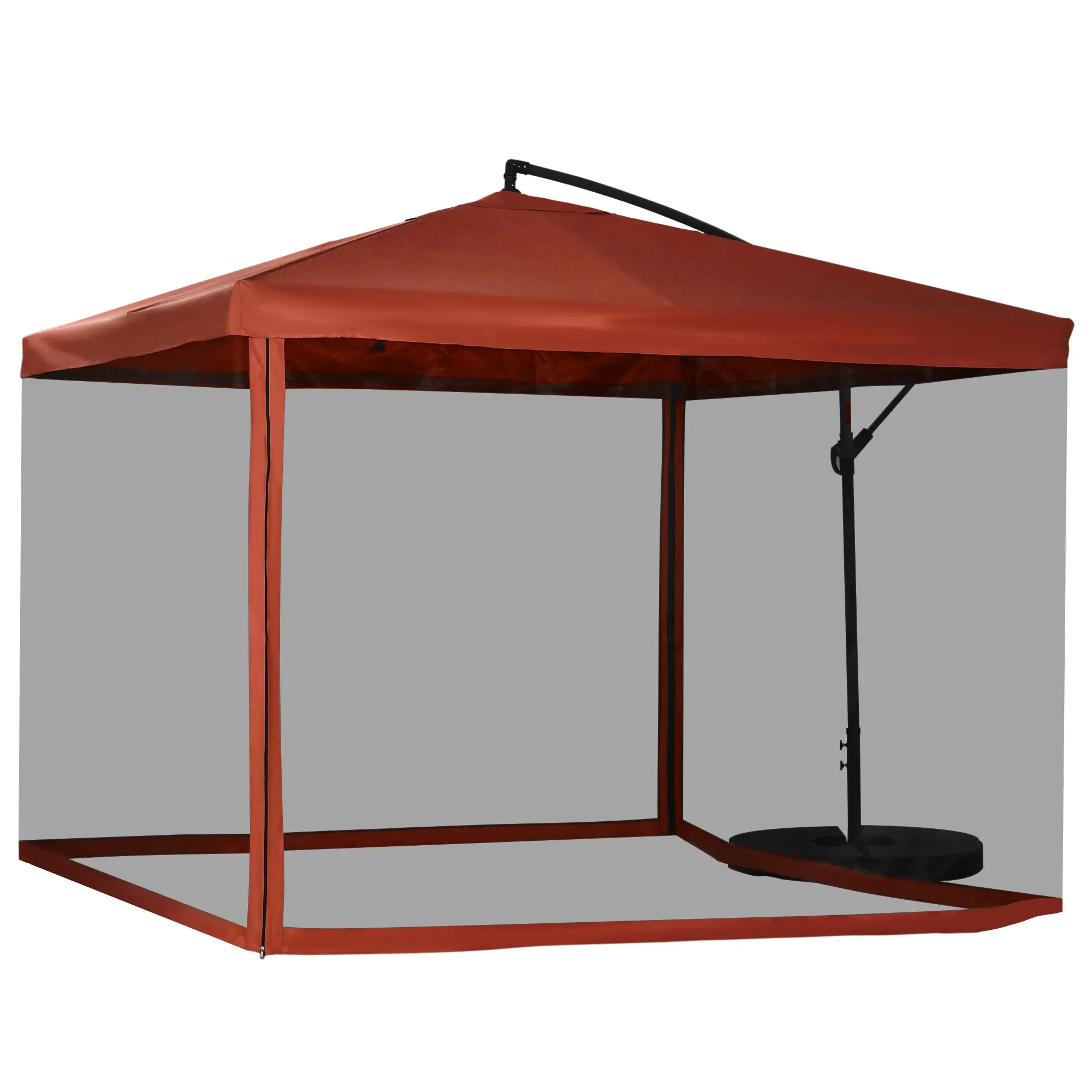 Offset Patio Umbrella, Adjustable Cantilever Canopy, Wine Red - Image 11