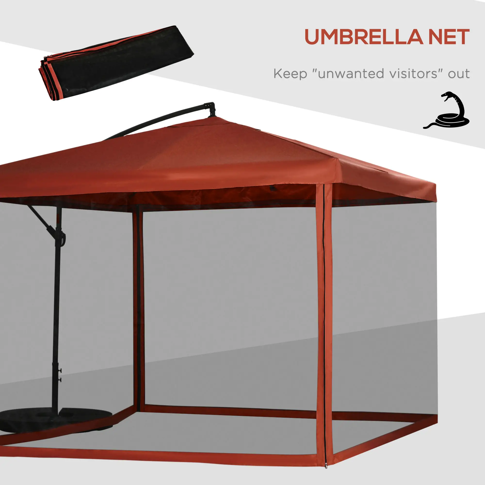 Offset Patio Umbrella, Adjustable Cantilever Canopy, Wine Red - Image 7