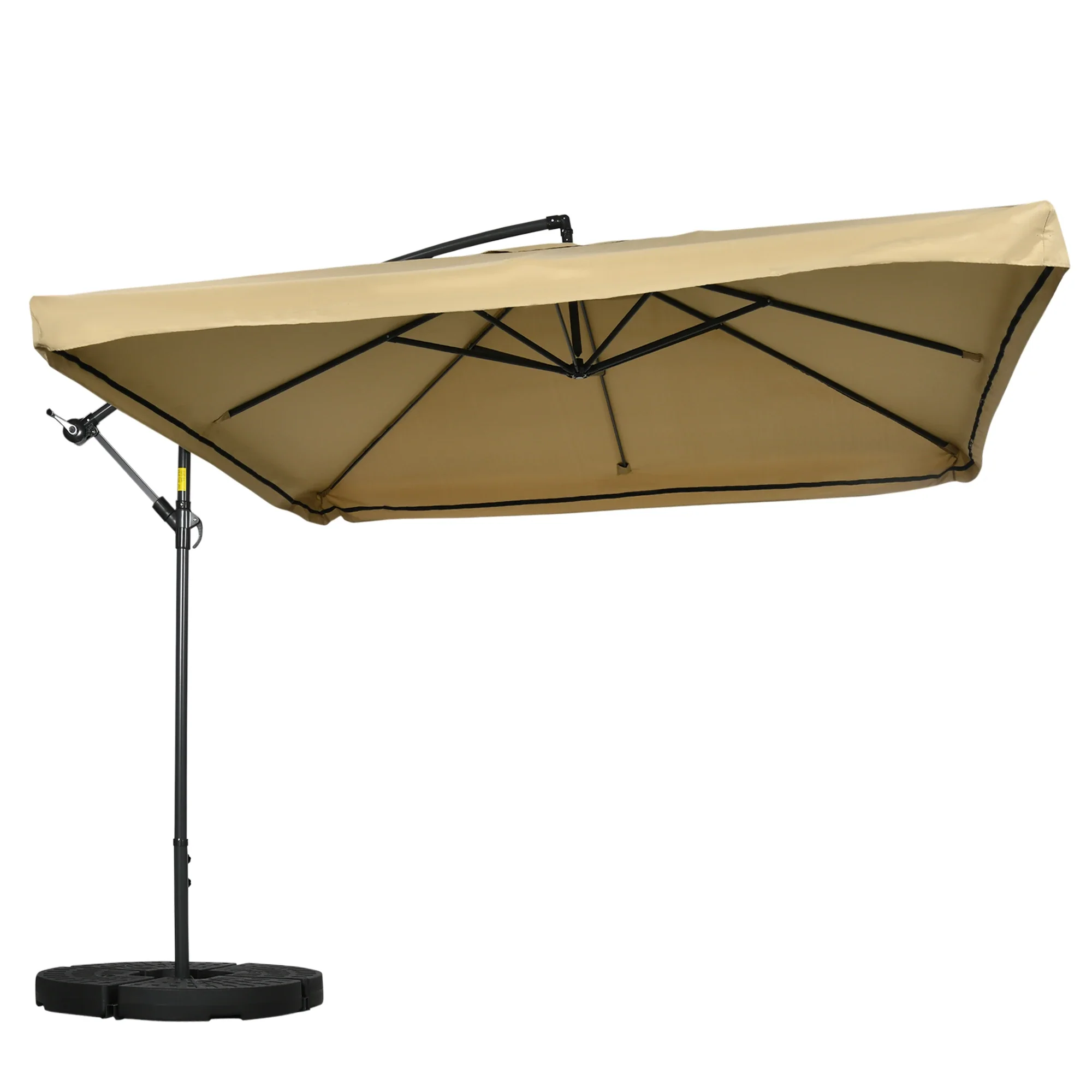 Offset Patio Umbrella with Net, Adjustable Canopy, Beige