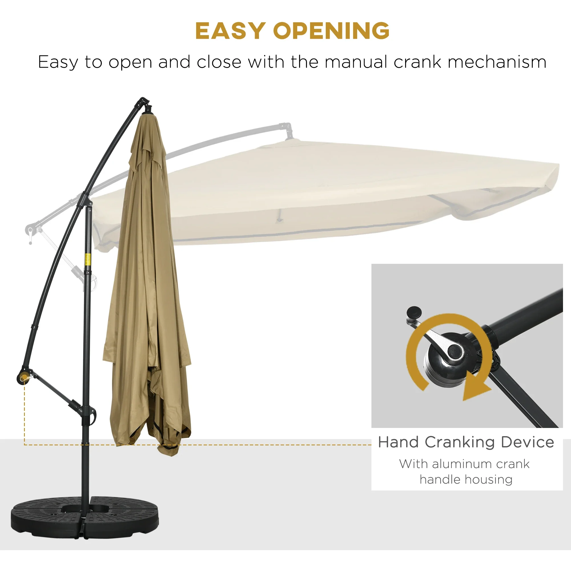 Offset Patio Umbrella with Net, Adjustable Canopy, Beige - Image 5