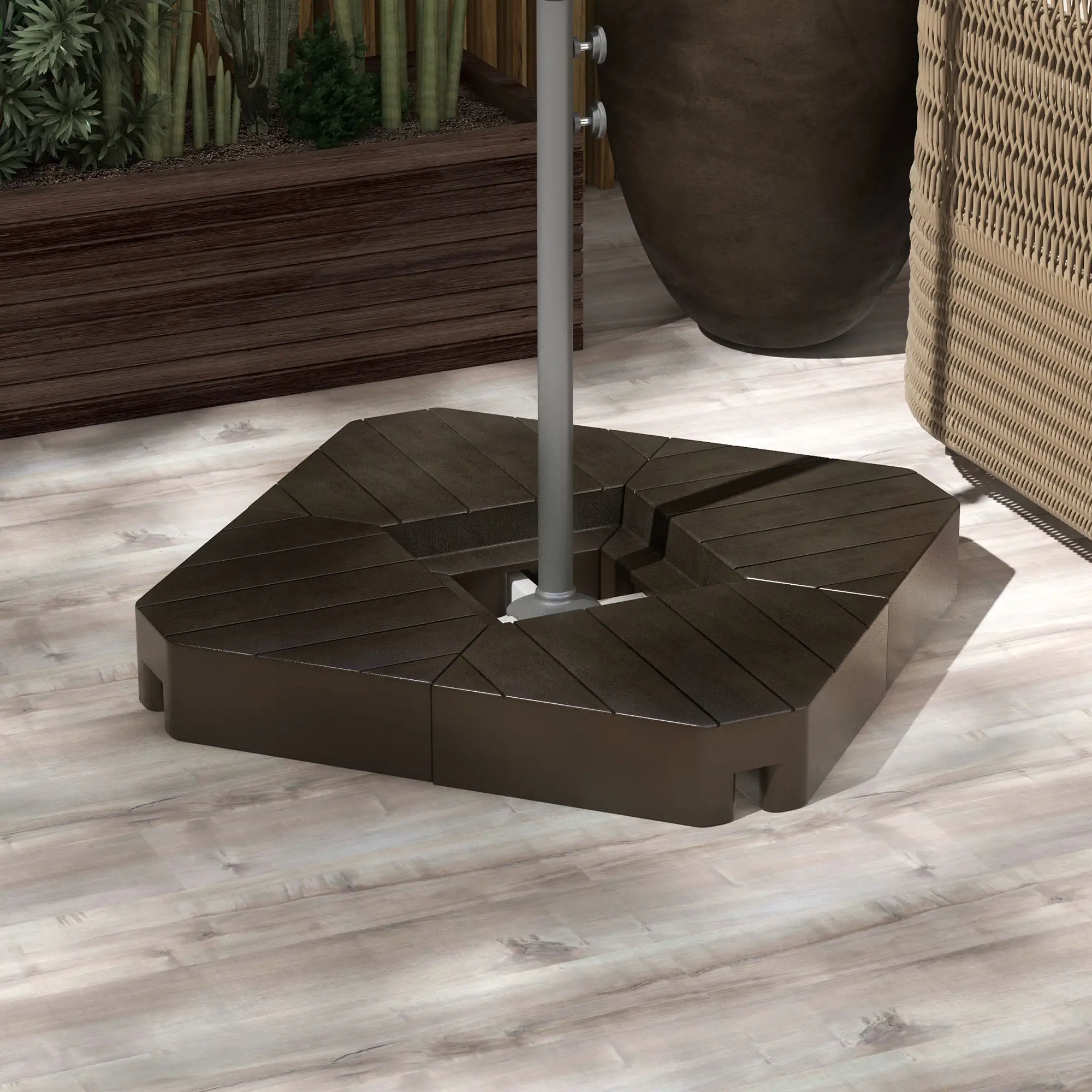 Offset Umbrella Base, 132 lb. Water or 176 lb. Sand, Brown - Image 2