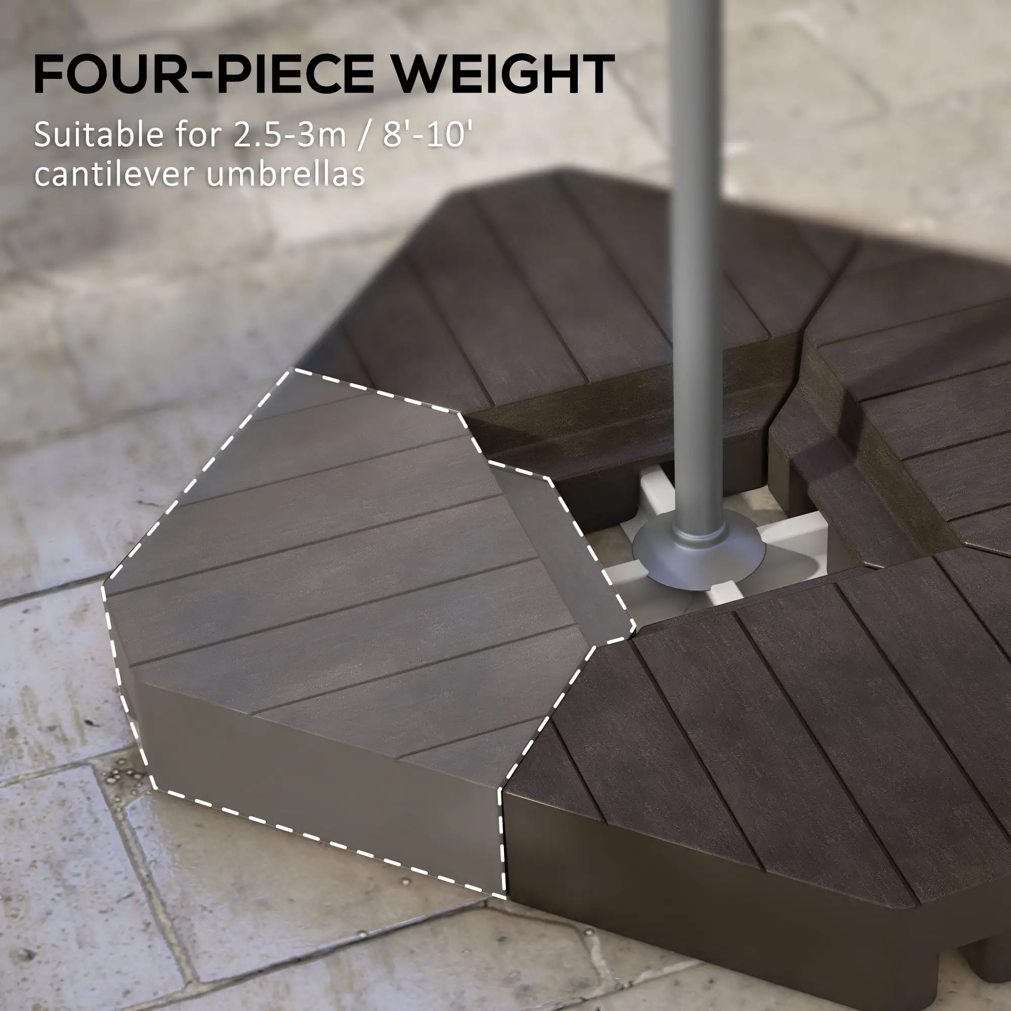 Offset Umbrella Base, 132 lb. Water or 176 lb. Sand, Brown - Image 4