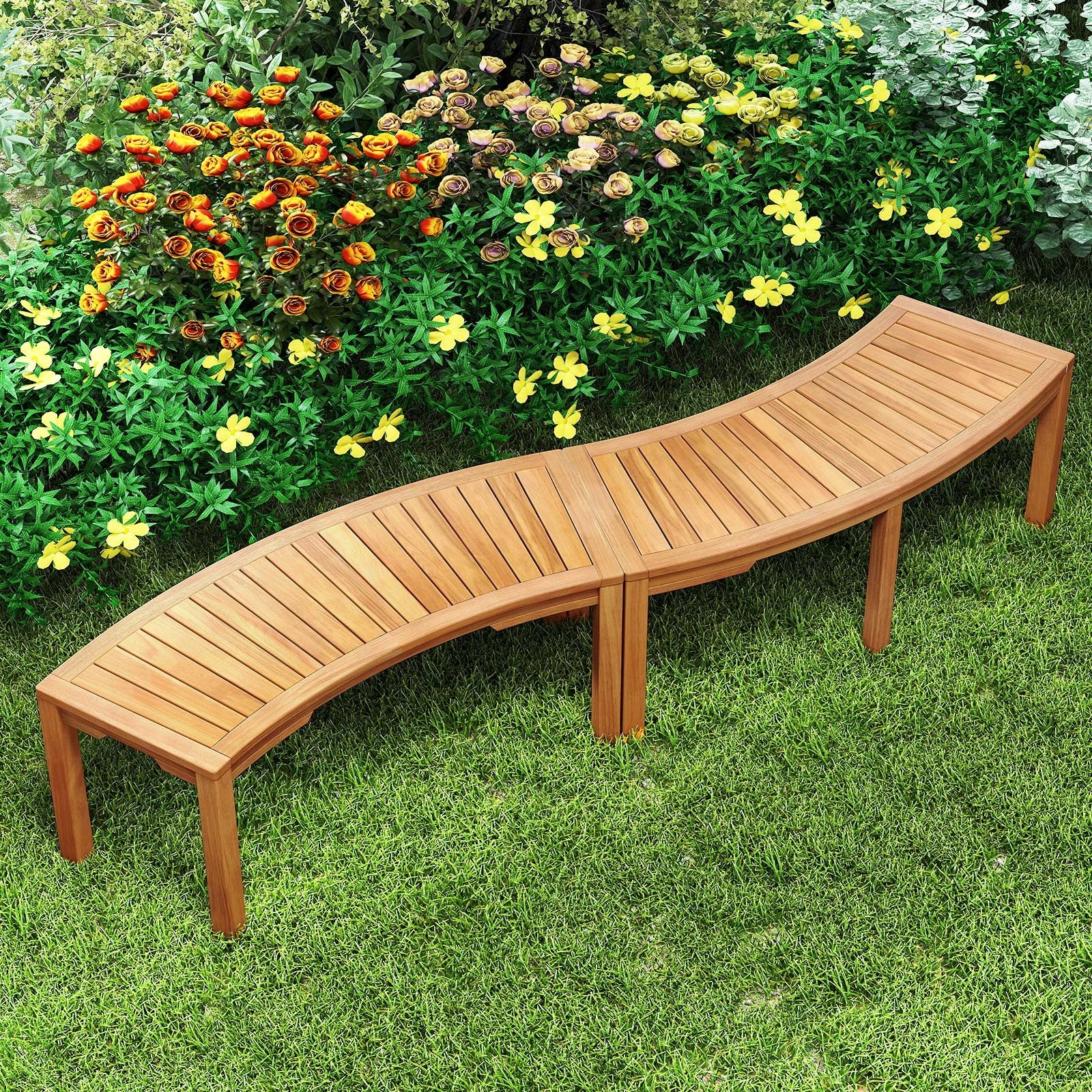 Outdoor Acacia Wood Garden Bench, 2-Person, Natural - Image 3