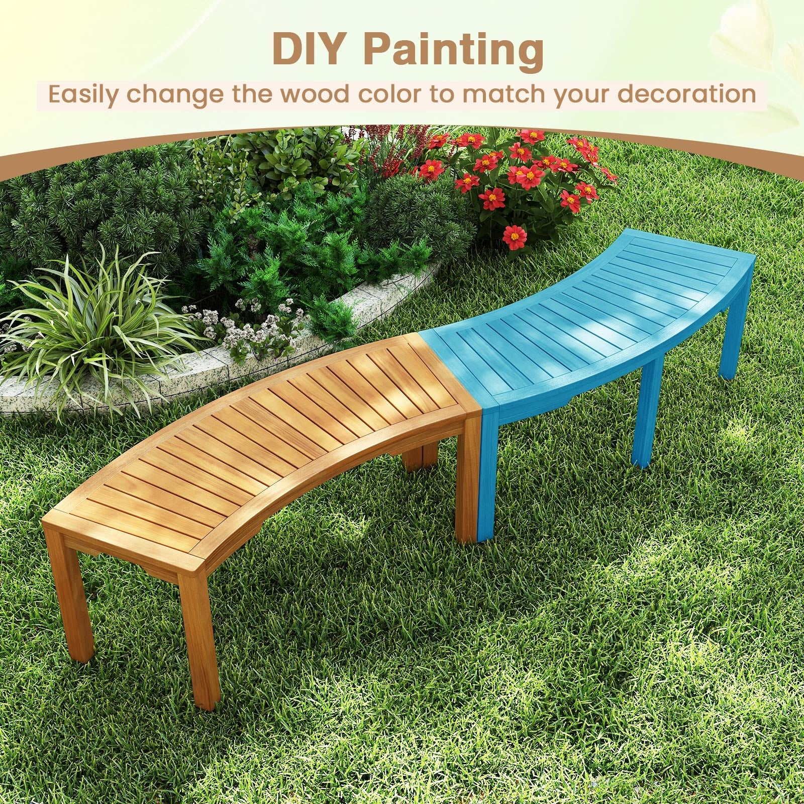 Outdoor Acacia Wood Garden Bench, 2-Person, Natural - Image 6