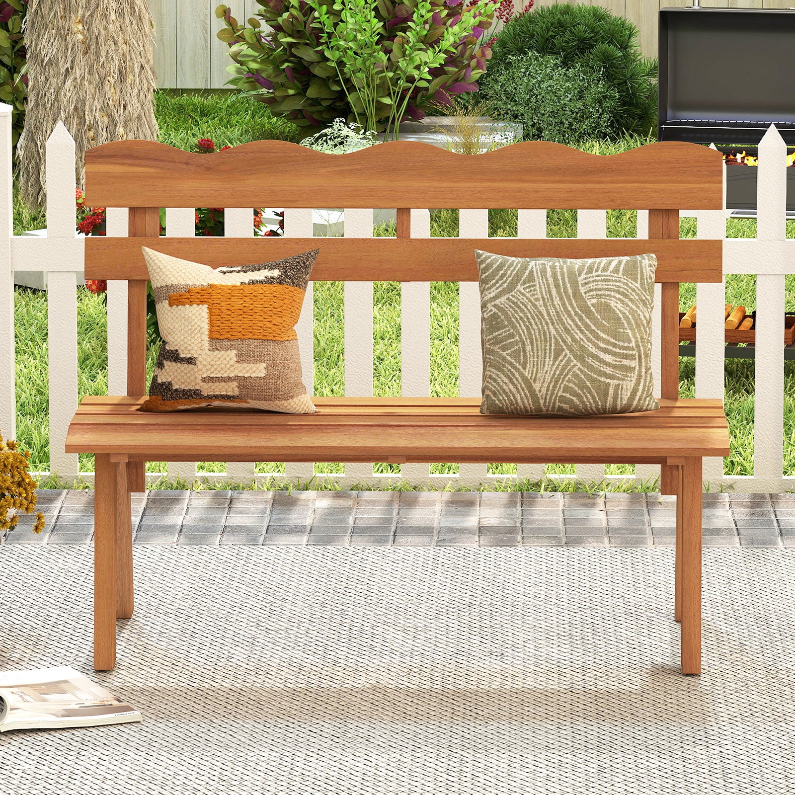 Outdoor Acacia Wood Garden Bench with 800 lbs Weight Capacity - Image 3