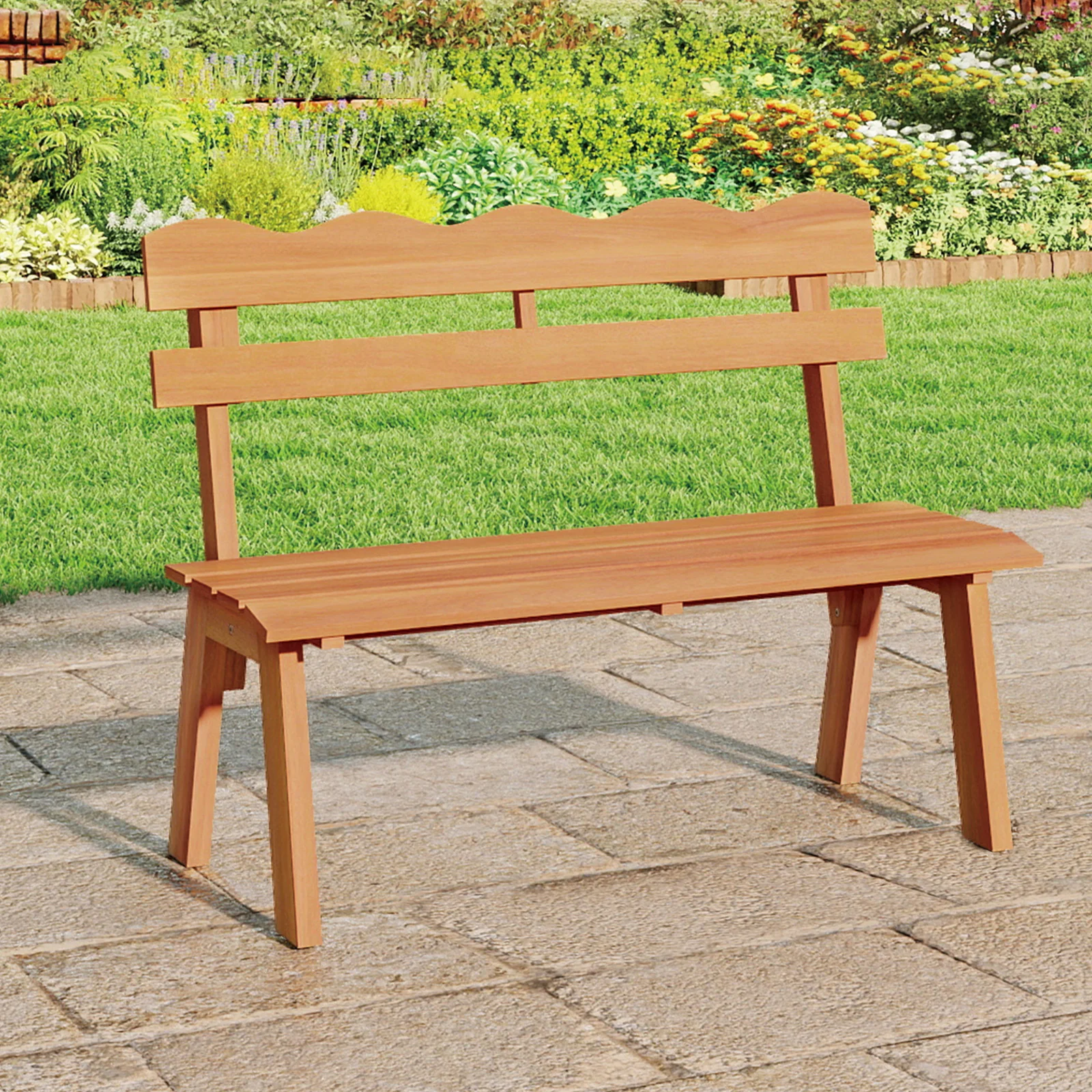 Outdoor Acacia Wood Garden Bench with 800 lbs Weight Capacity - Image 6