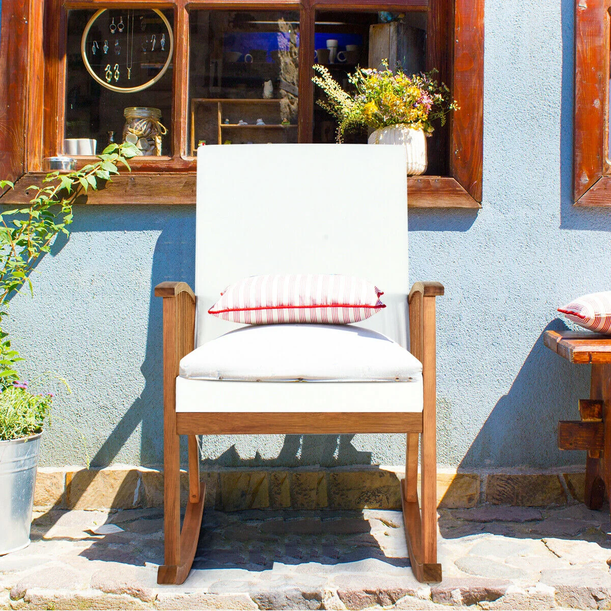Outdoor Acacia Wood Rocking Chair, Natural - Image 3