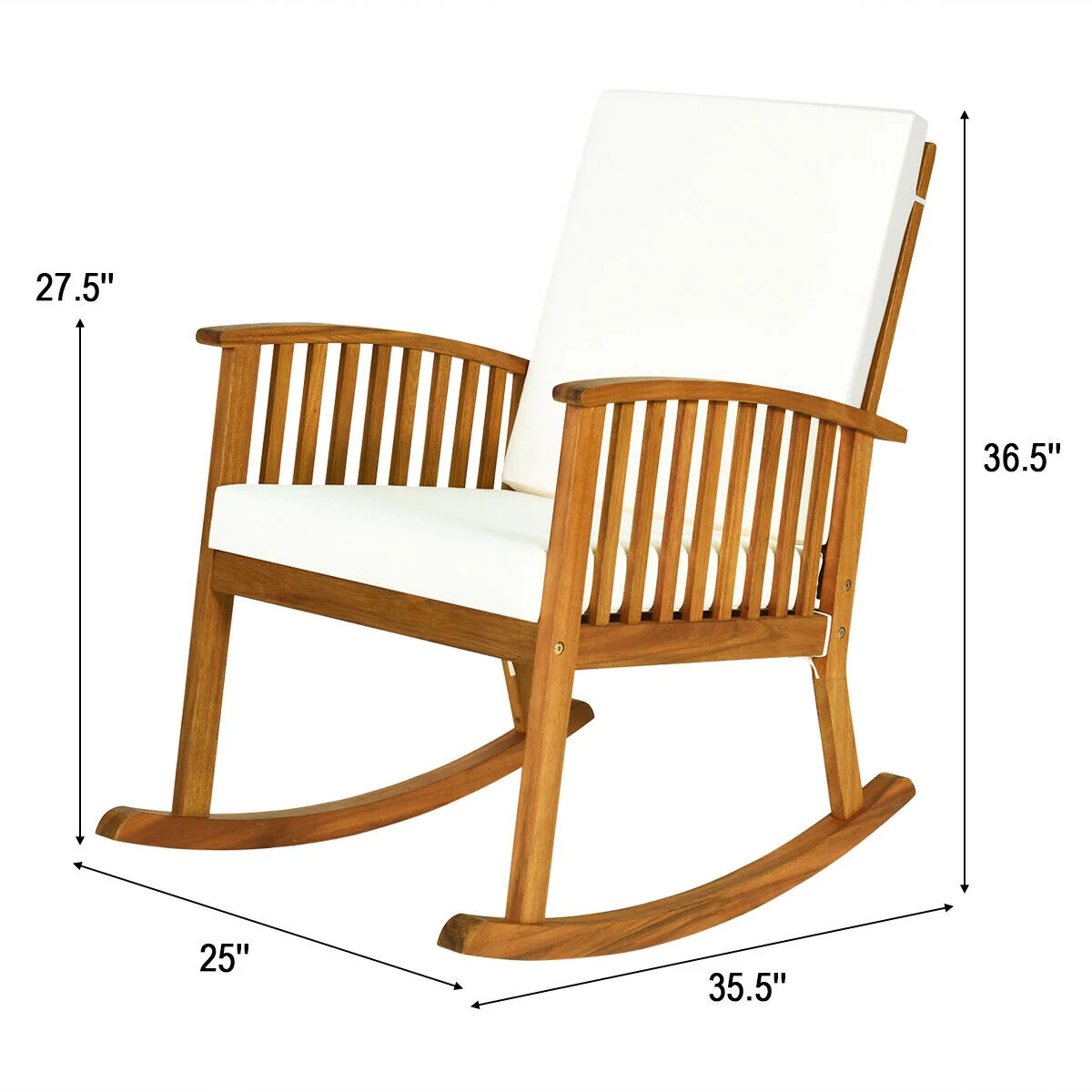 Outdoor Acacia Wood Rocking Chair, Natural - Image 8