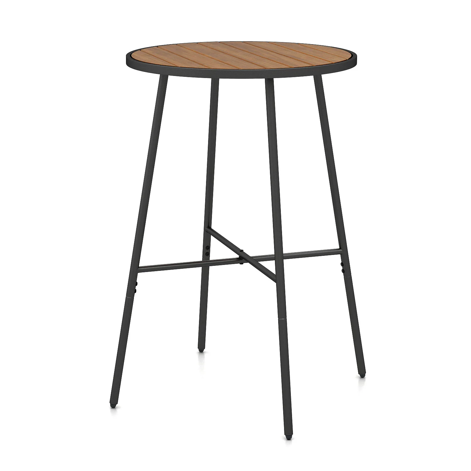 Outdoor Bar Table 41 inch Bar Height Patio Round Table with Acacia Wood Top and Metal Frame - Image 5
