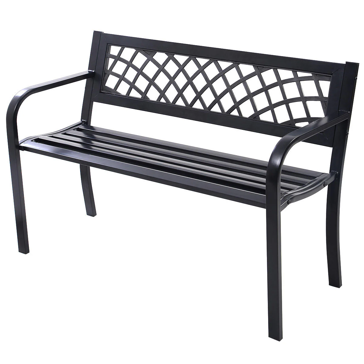 Outdoor Bench Deck, Steel Frame, Black