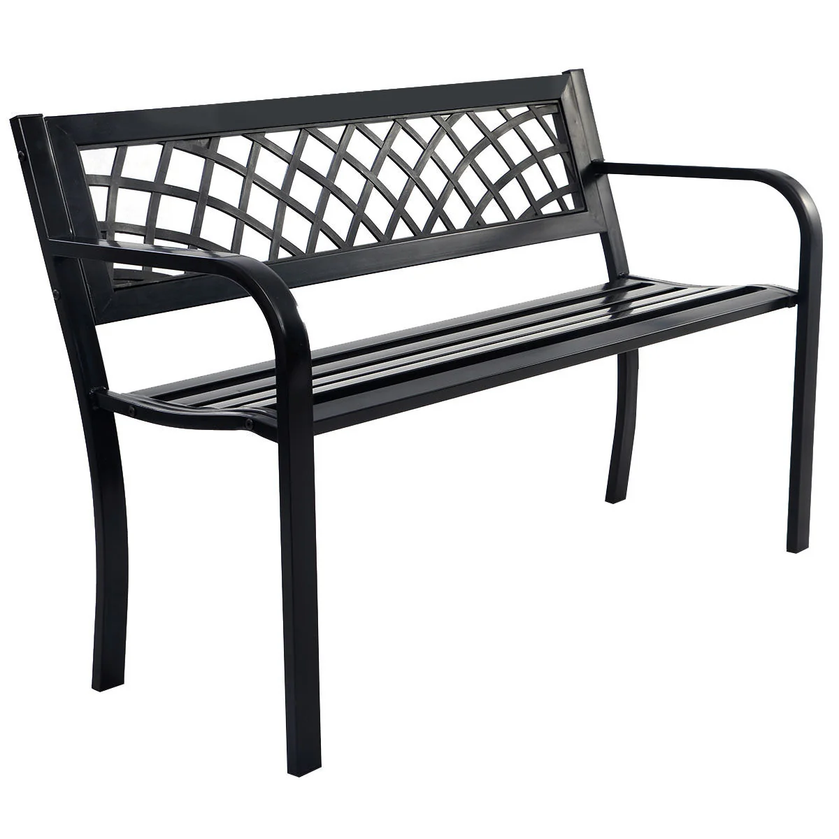 Outdoor Bench Deck, Steel Frame, Black - Image 5