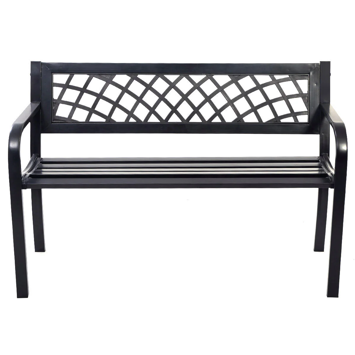 Outdoor Bench Deck, Steel Frame, Black - Image 7
