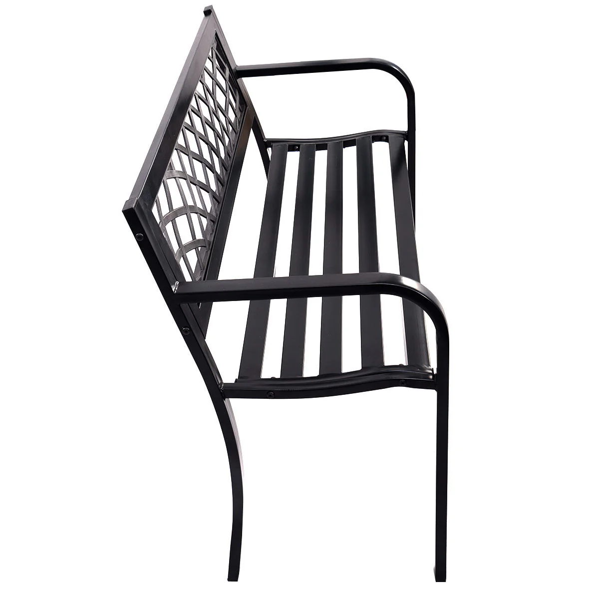 Outdoor Bench Deck, Steel Frame, Black - Image 8