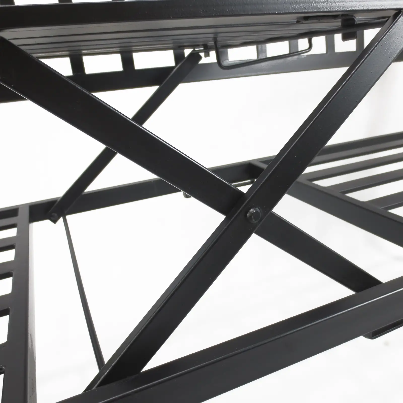 Outdoor Bench, Retractable Table, Metal Frame, Slatted Seat, Black - Image 11