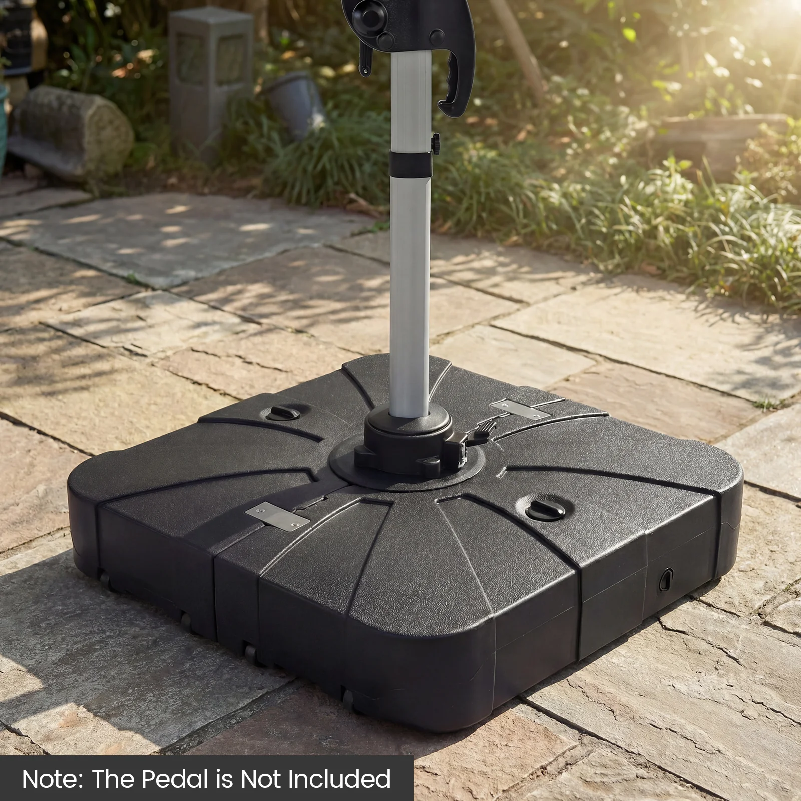 Outdoor Cantilever Umbrella Base Square Water and Sand Fillable Base-34 Inches, Black - Image 2