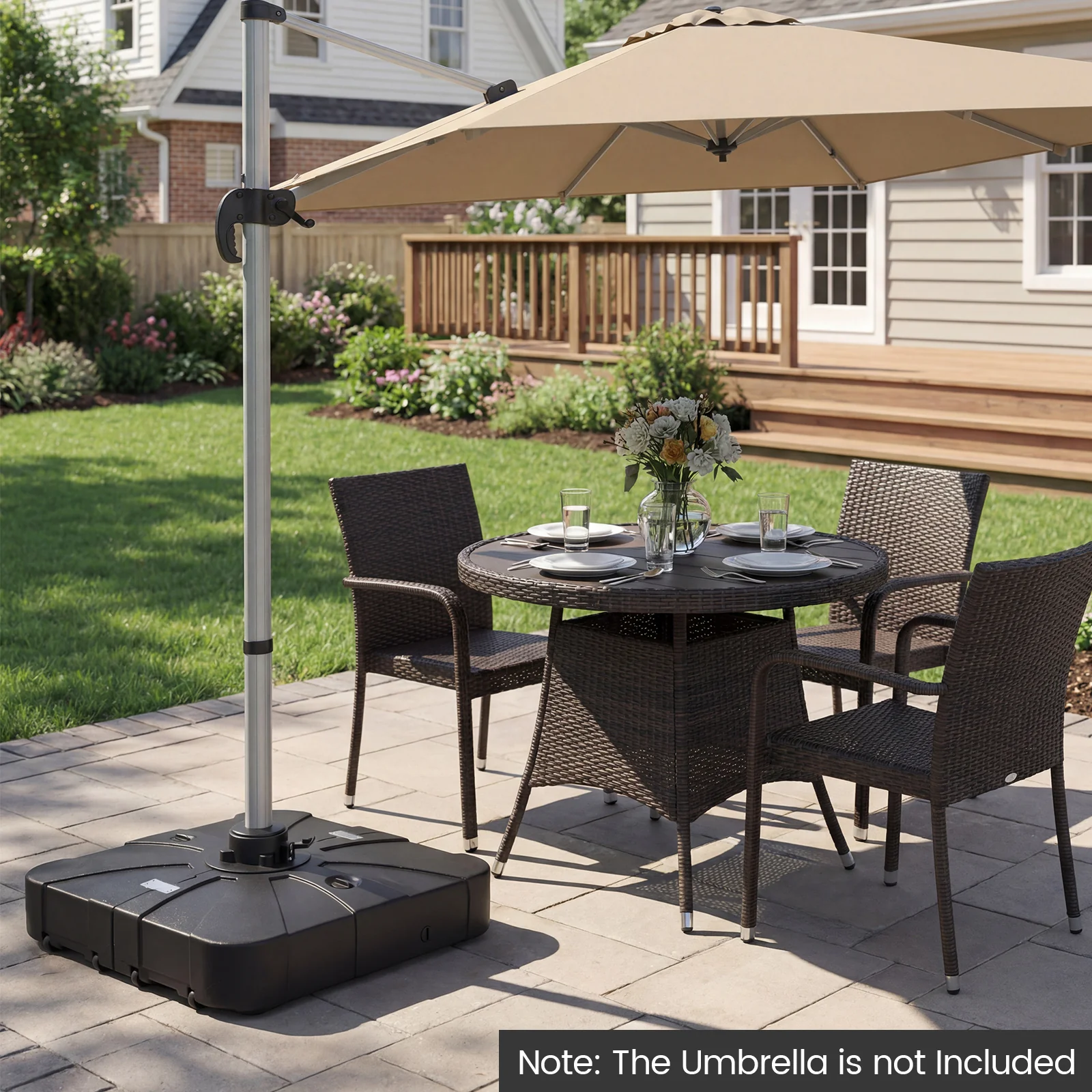 Outdoor Cantilever Umbrella Base Square Water and Sand Fillable Base-34 Inches, Black - Image 6