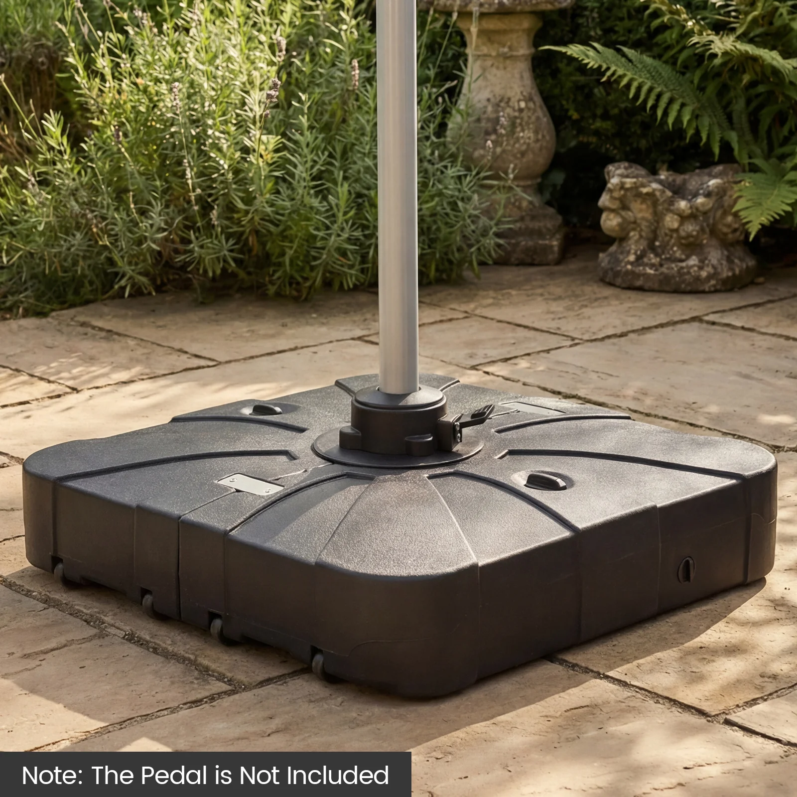 Outdoor Cantilever Umbrella Base Square Water and Sand Fillable Base-35 Inches, Black - Image 2