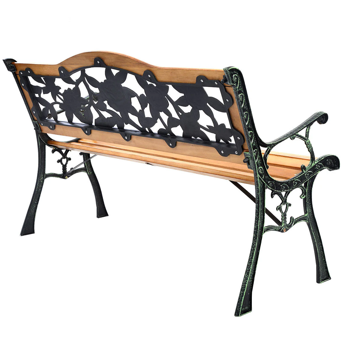 Outdoor Cast Iron Patio Bench, Rose - Image 9