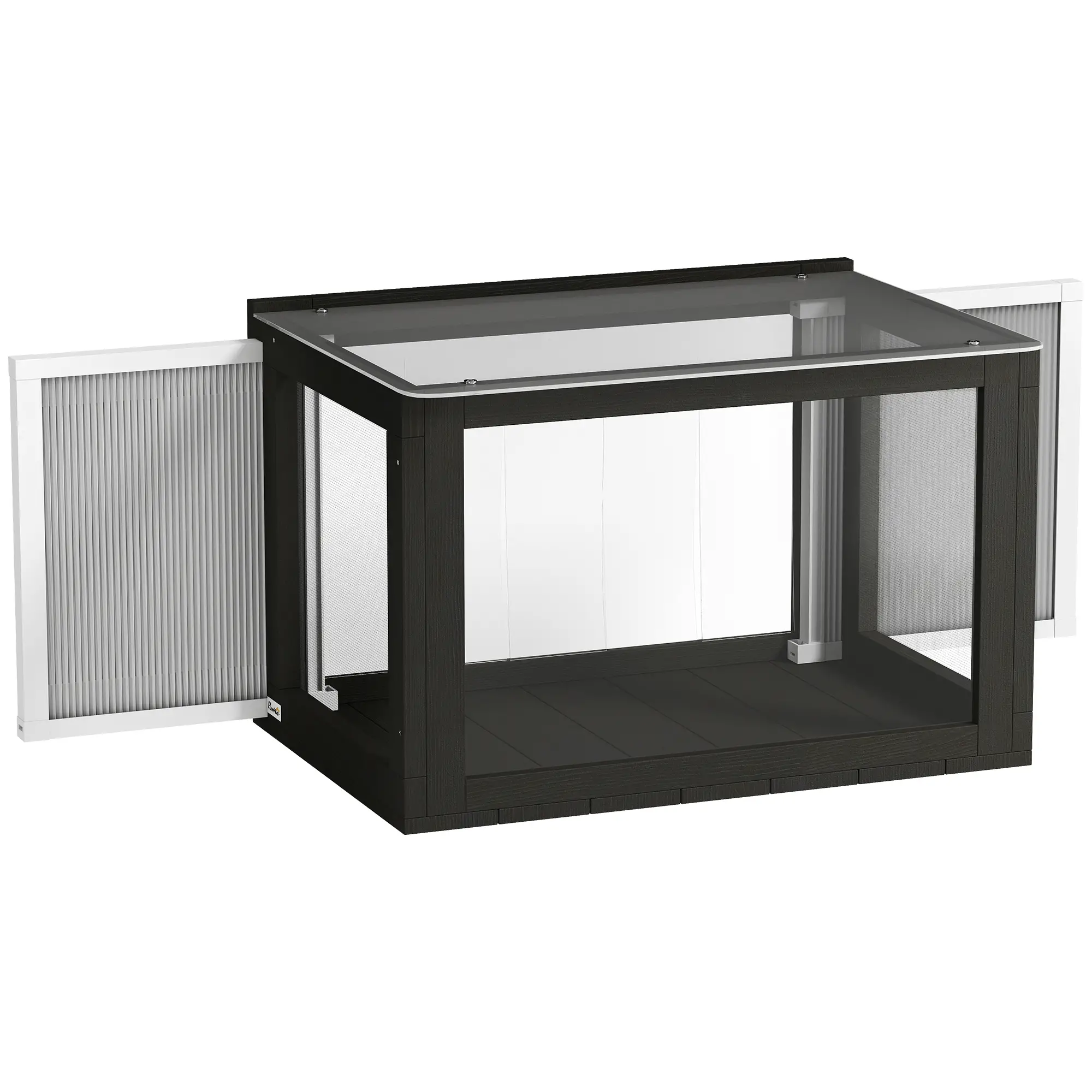 Outdoor Cat Enclosure, Adjustable Cat House, Waterproof Top, 24" x18.5" x16.1", Black White - Image 11