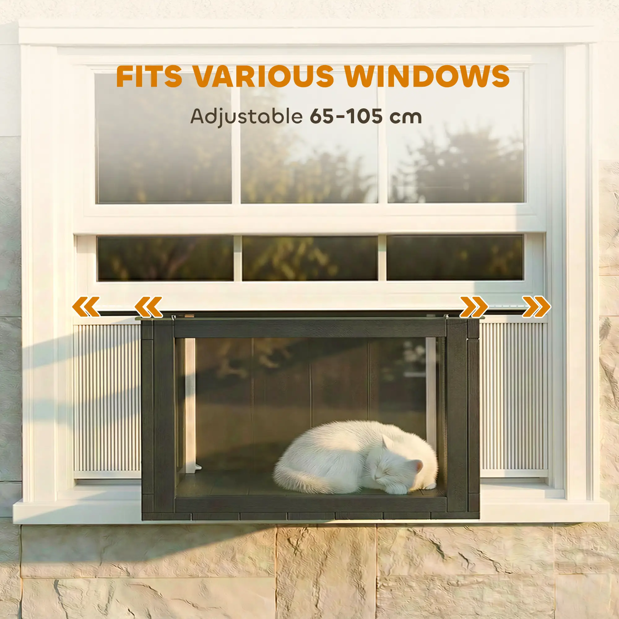Outdoor Cat Enclosure, Adjustable Cat House, Waterproof Top, 24" x18.5" x16.1", Black White - Image 5
