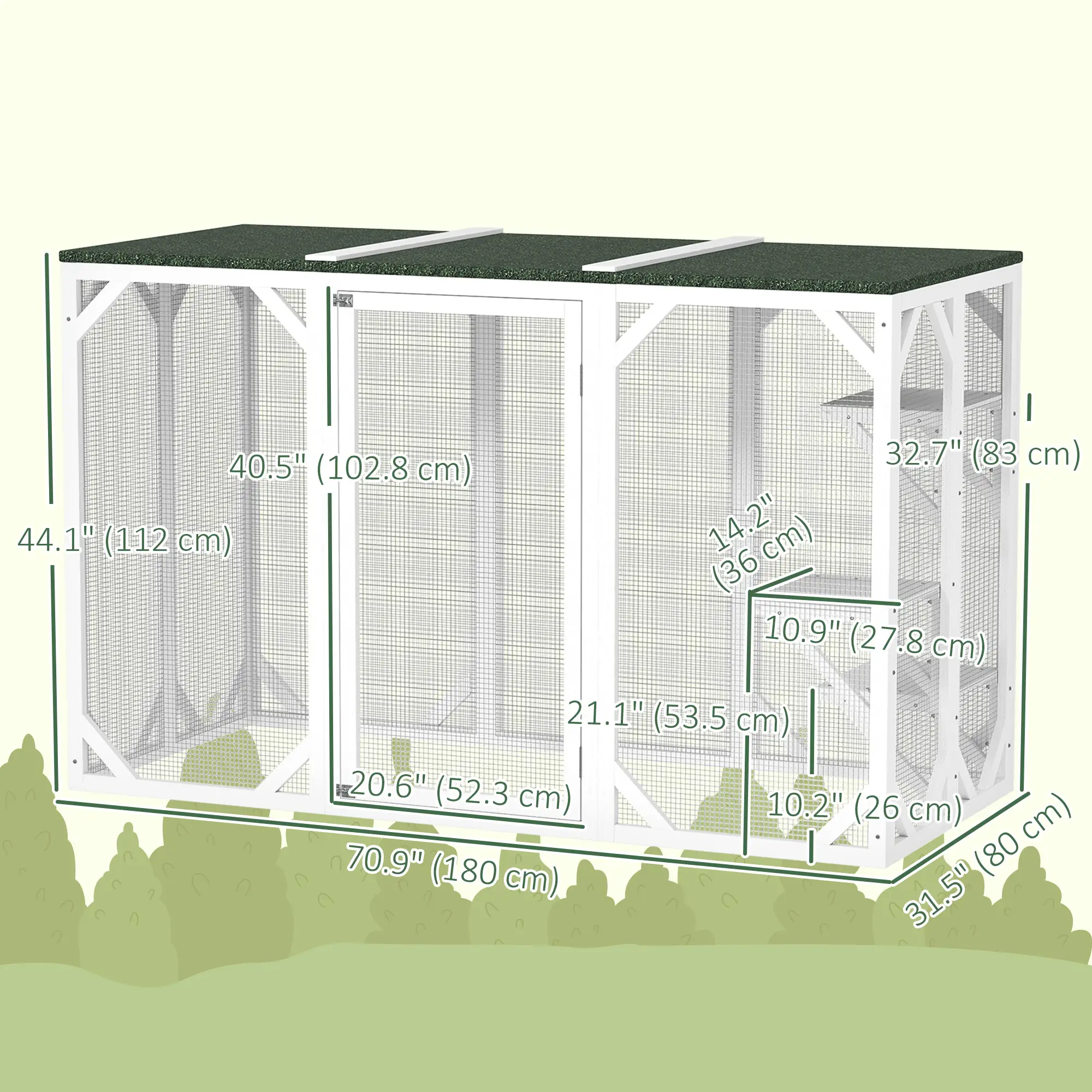 Outdoor Cat Enclosure, Waterproof Roof, Multi-Level Platforms, Lock, White - Image 3