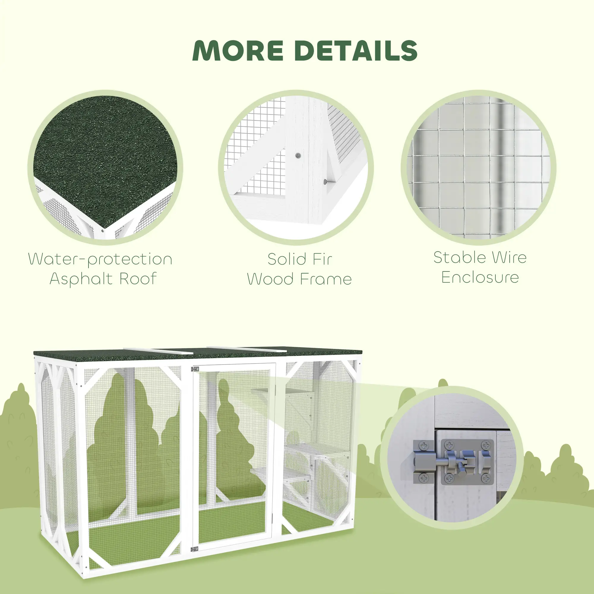 Outdoor Cat Enclosure, Waterproof Roof, Multi-Level Platforms, Lock, White - Image 5