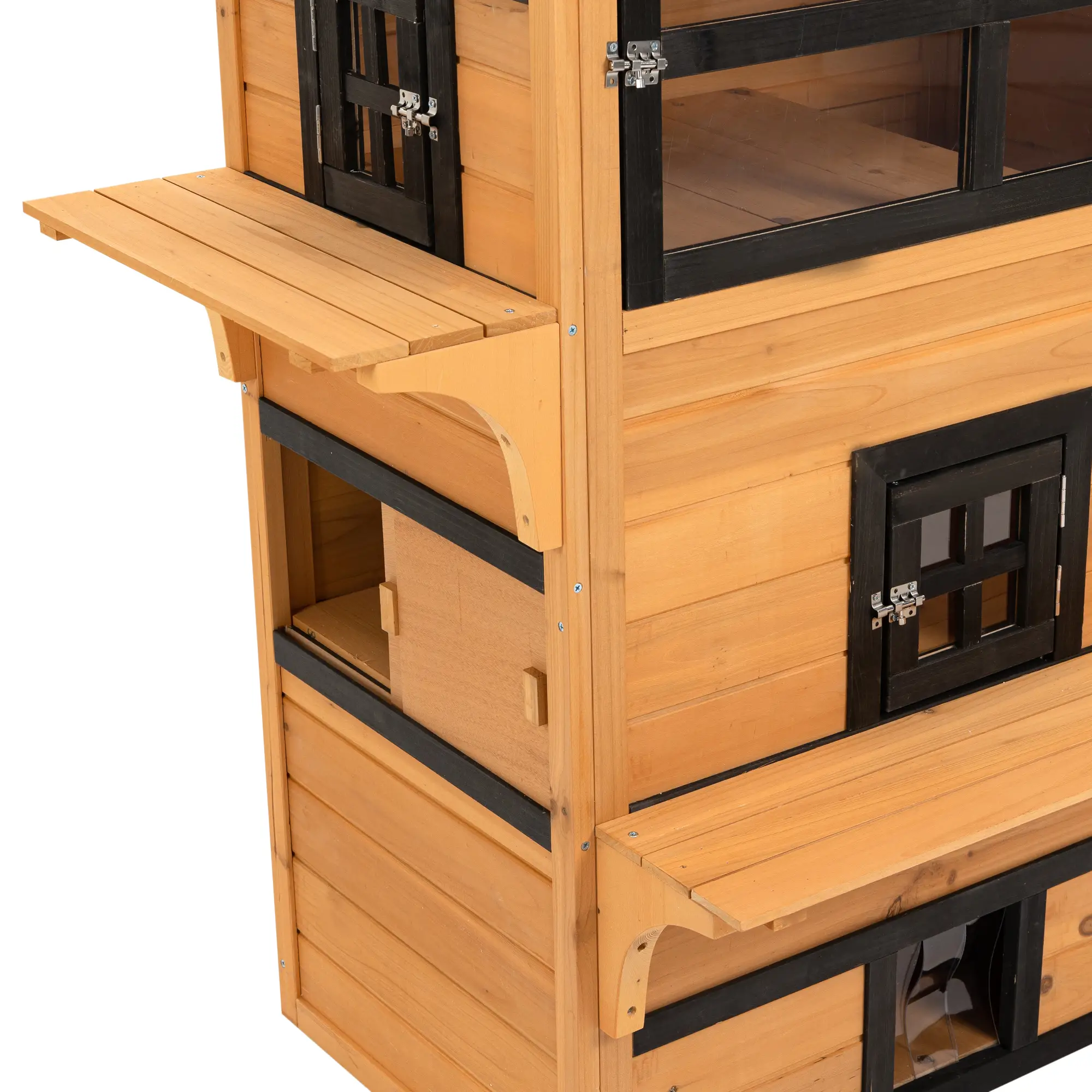 Outdoor Cat House, 3-Tier Kitty Shelter, Weather Resistant, Escape Door - Image 10