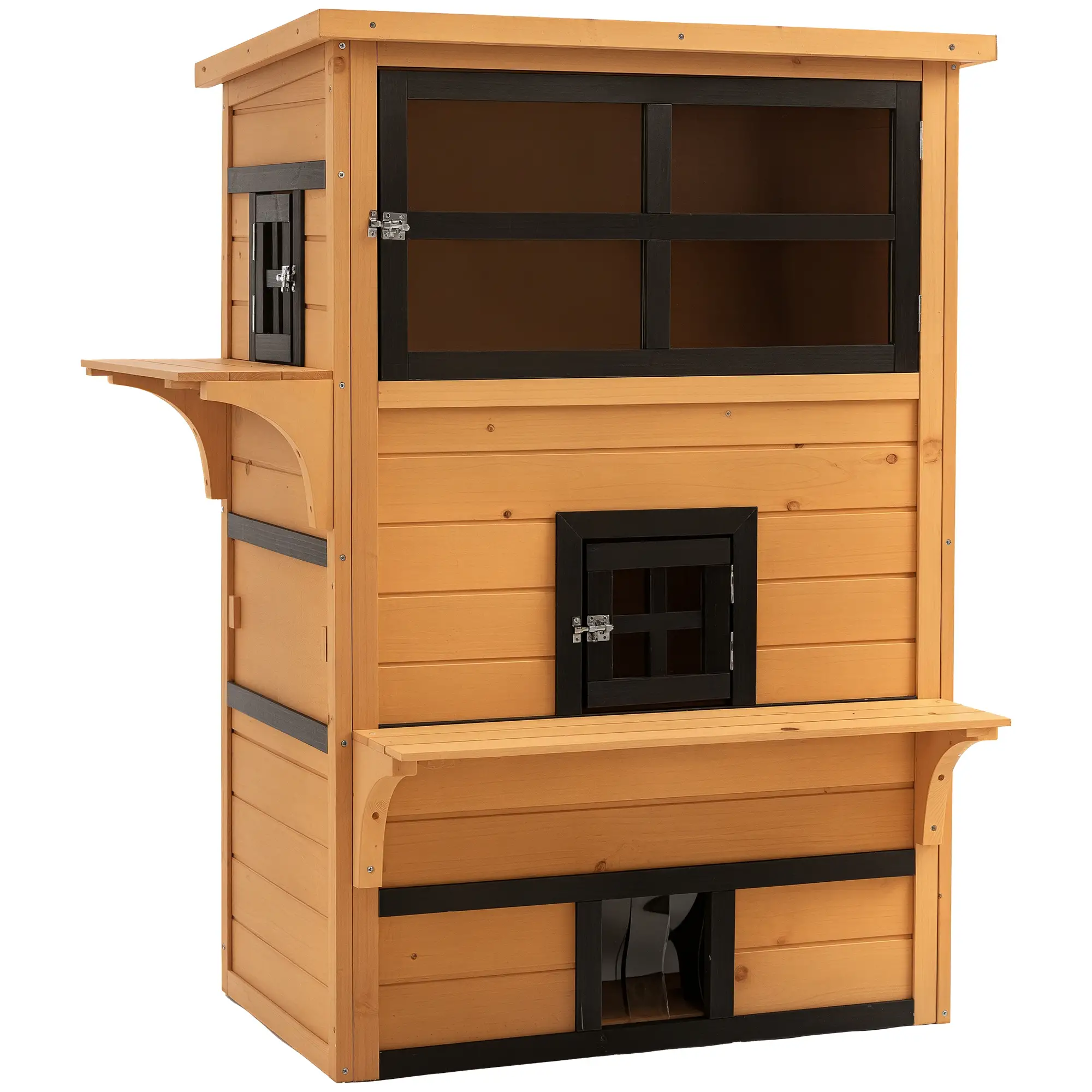 Outdoor Cat House, 3-Tier Kitty Shelter, Weather Resistant, Escape Door - Image 11