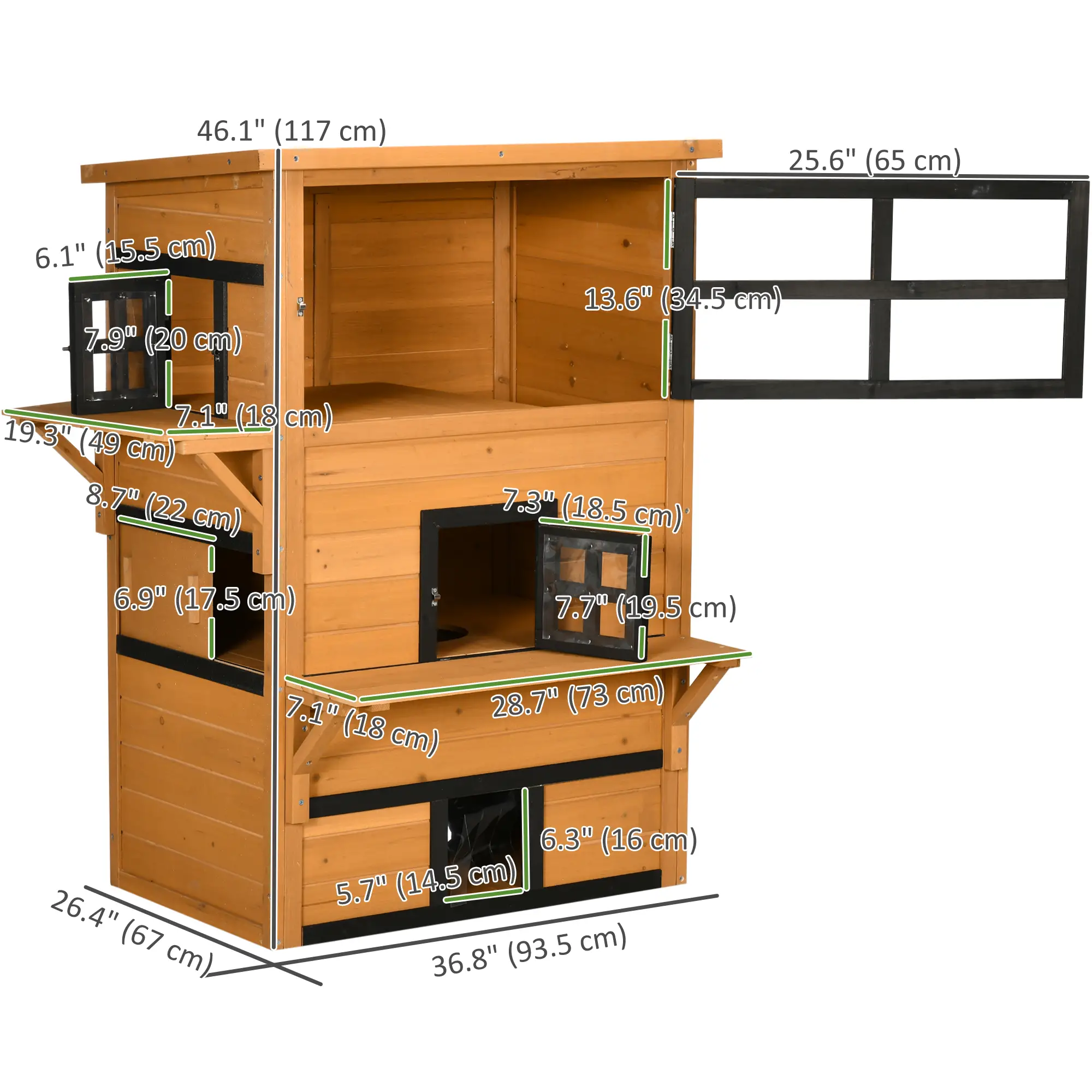Outdoor Cat House, 3-Tier Kitty Shelter, Weather Resistant, Escape Door - Image 3
