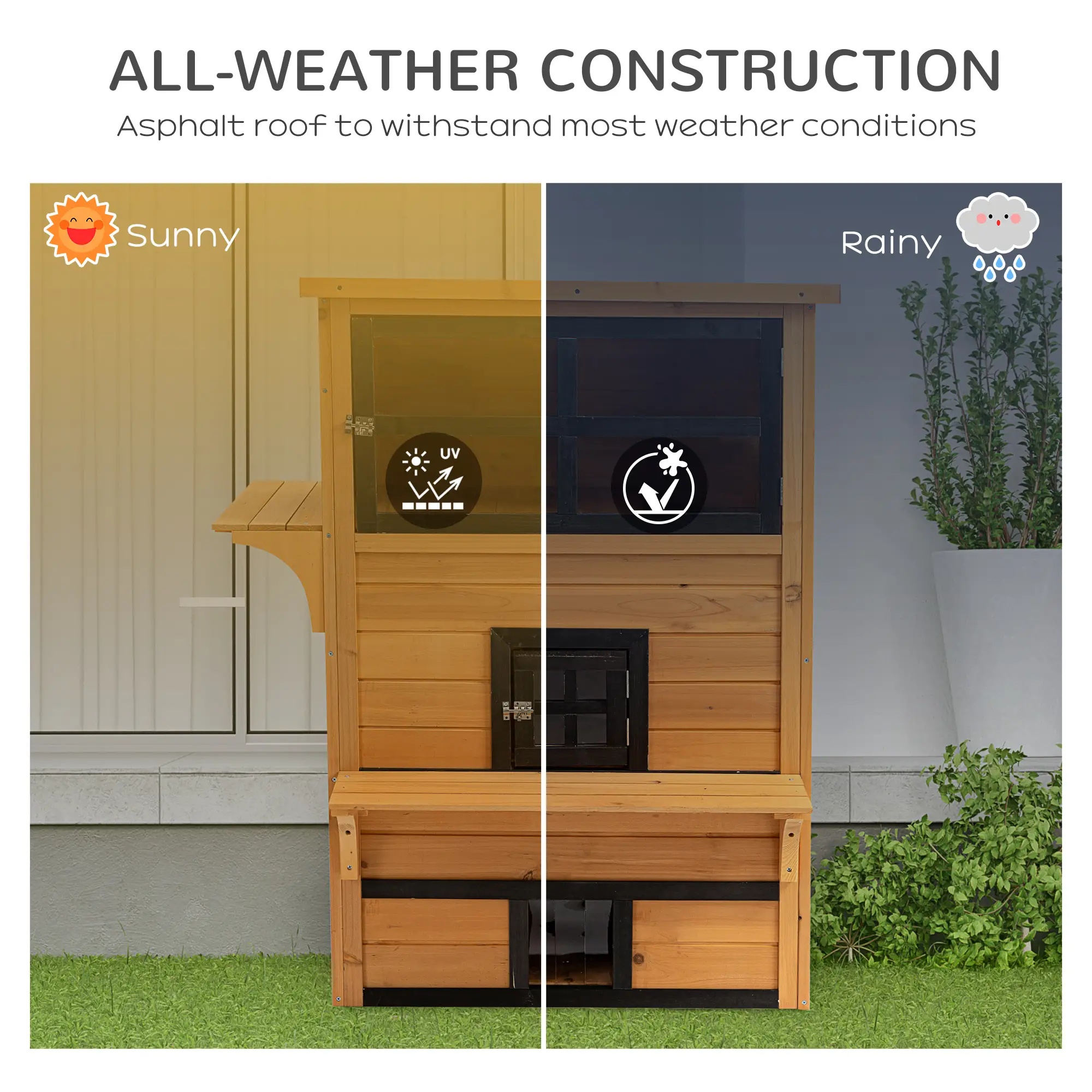 Outdoor Cat House, 3-Tier Kitty Shelter, Weather Resistant, Escape Door - Image 5