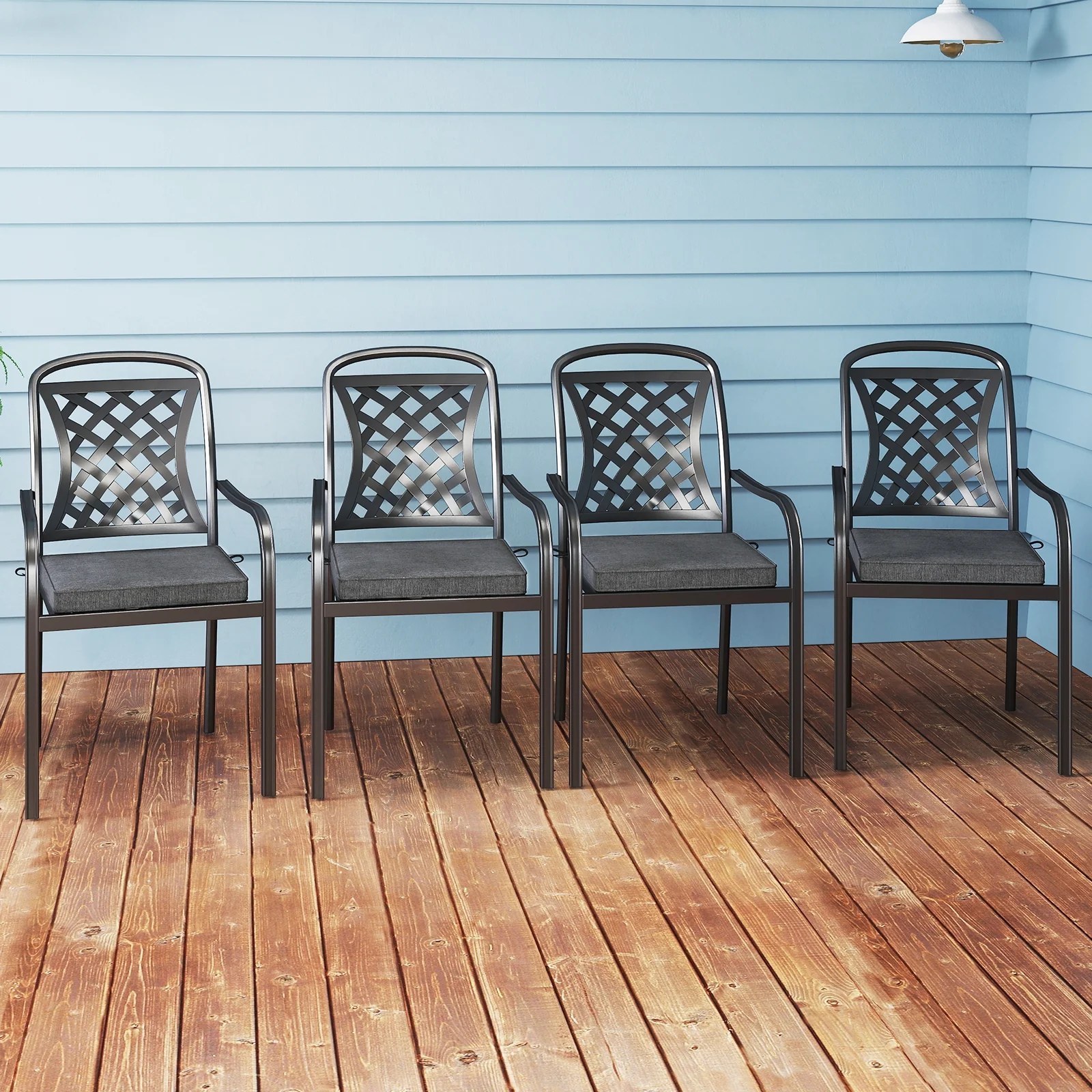 Outdoor Chair Cushion Set, 2 Waterproof Fade-Resistant Olefin, Gray - Image 3