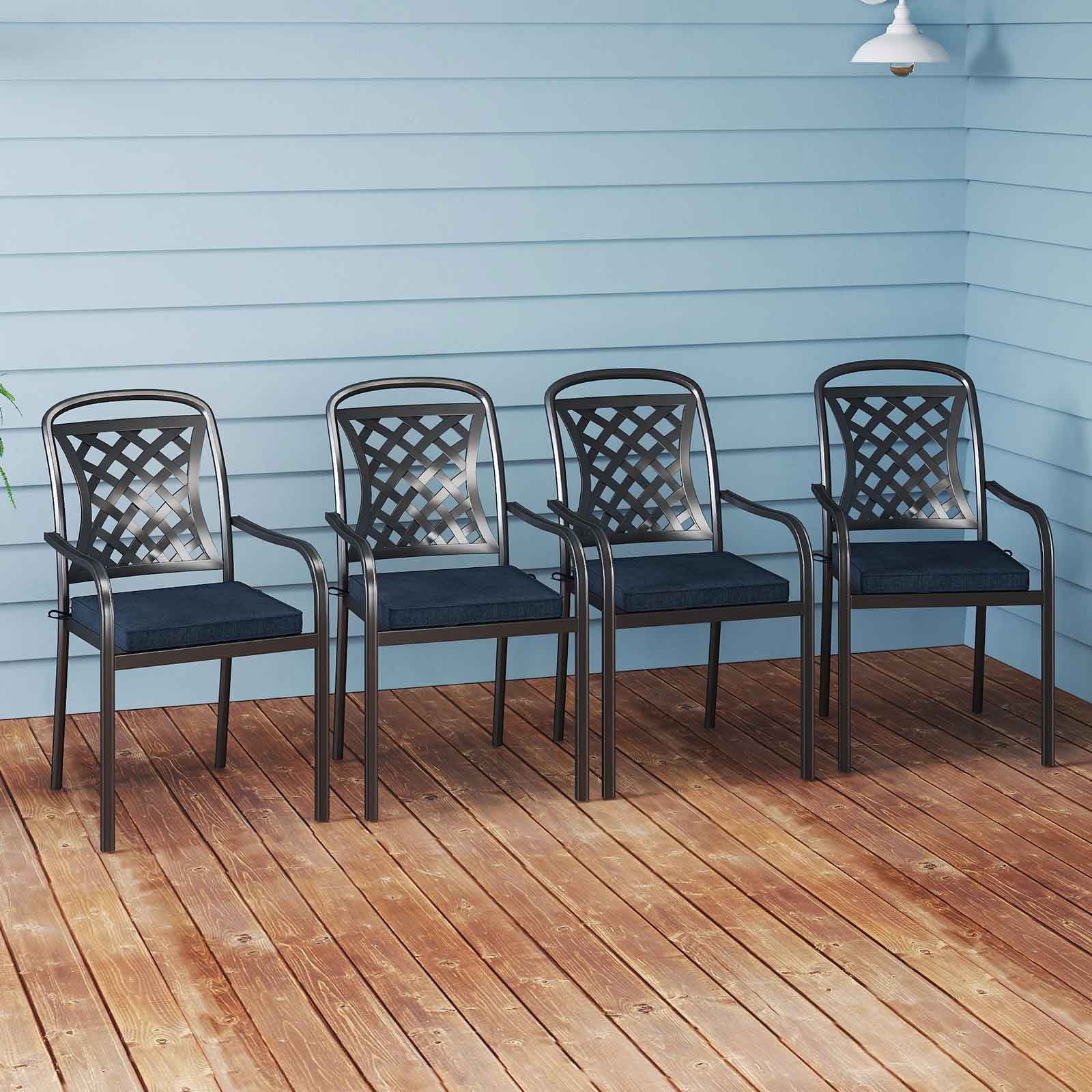 Outdoor Chair Cushion Set, Waterproof Fade-Resistant, Navy - Image 3