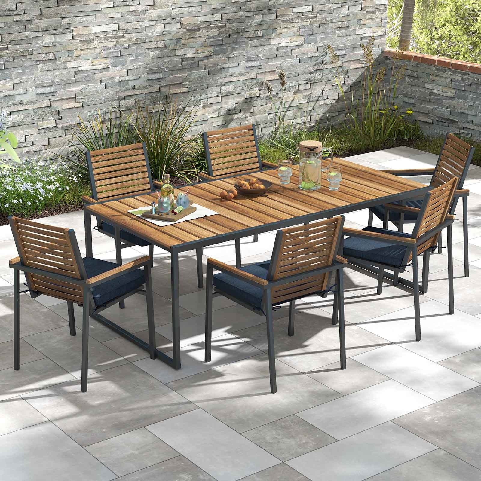 Outdoor Chair Cushion Set, Waterproof Fade-Resistant, Navy - Image 6