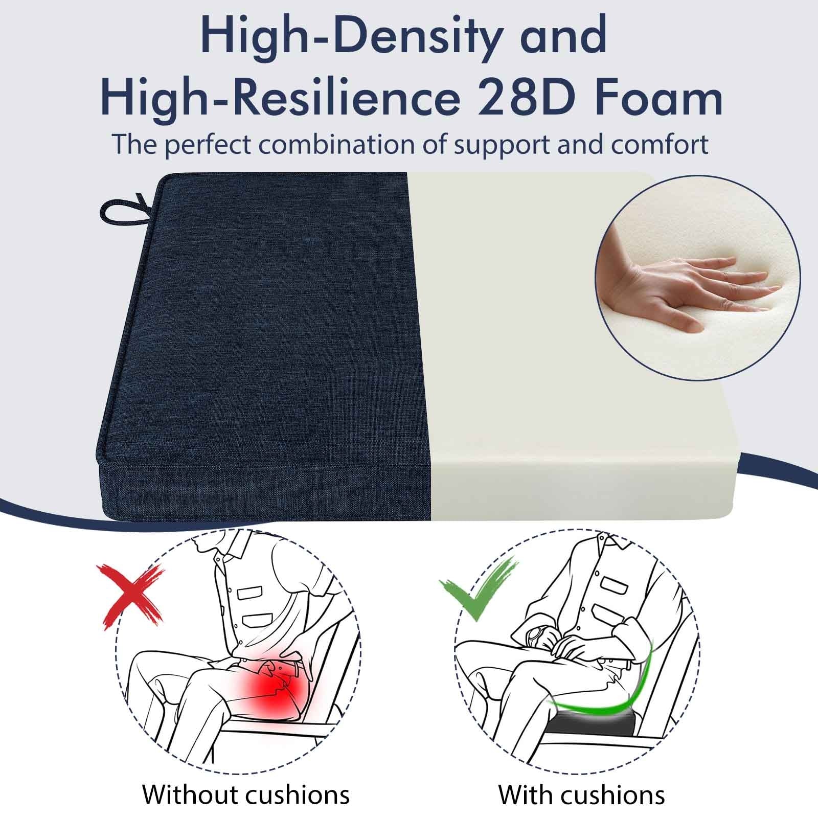 Outdoor Chair Cushion Set, Waterproof Fade-Resistant, Navy - Image 8