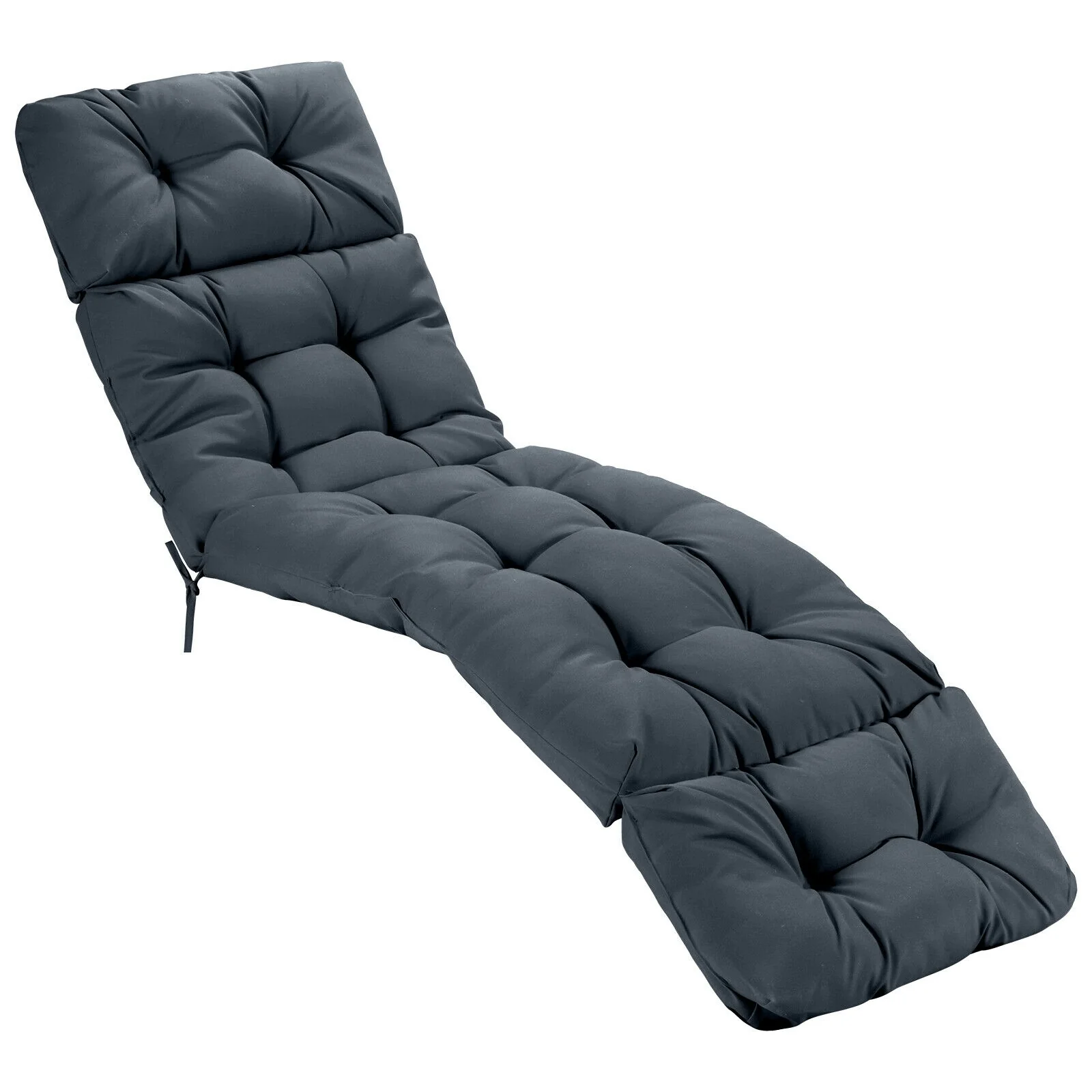 Outdoor Chaise Cushion With String Ties, Gray - Image 4