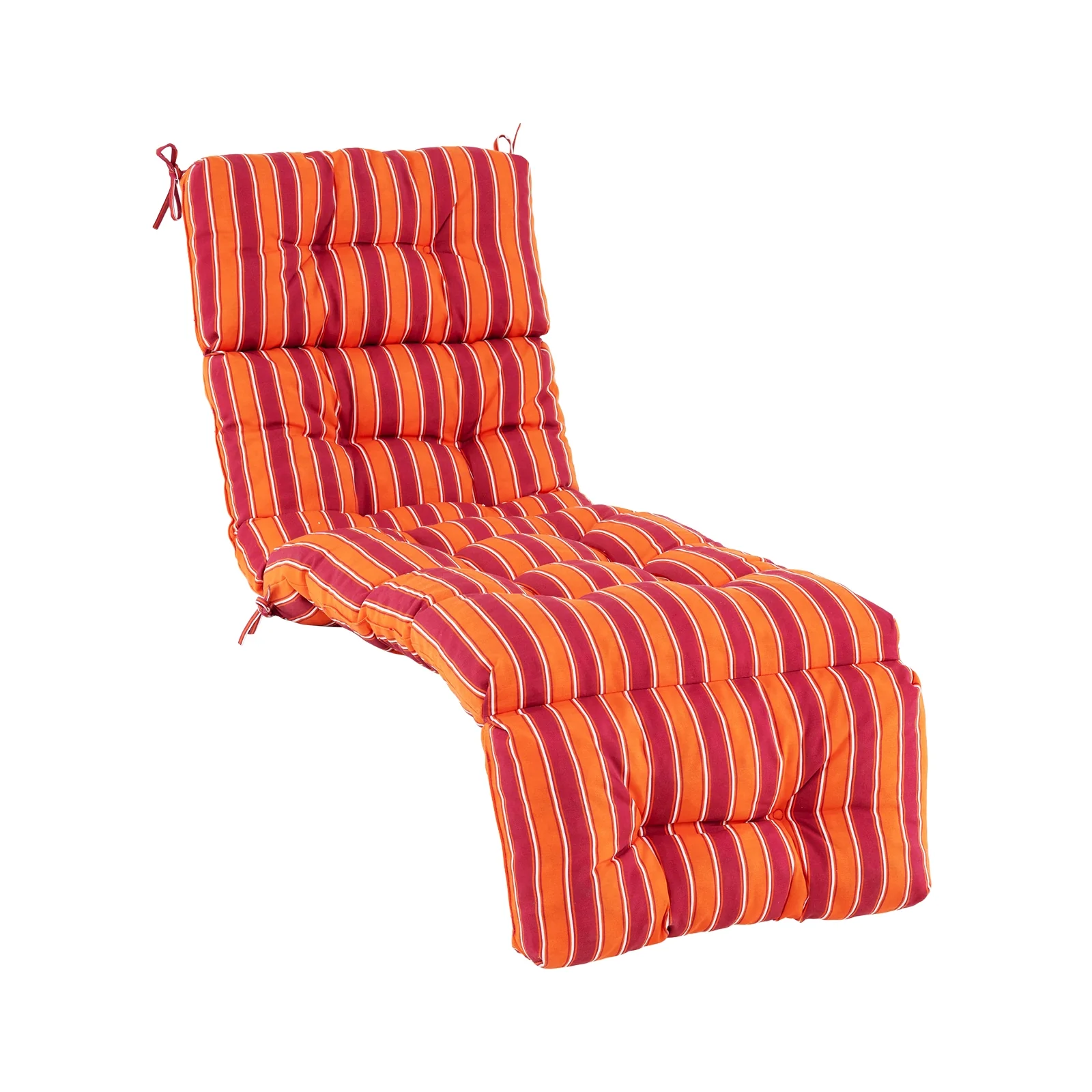 Outdoor Chaise Cushion With String Ties, Red - Image 4