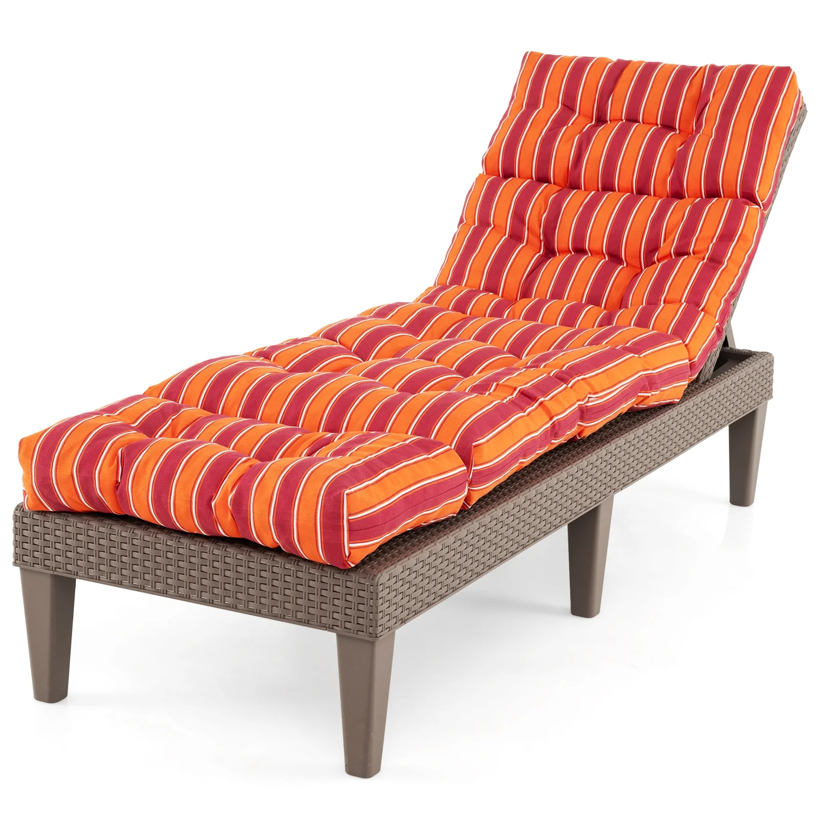 Outdoor Chaise Cushion With String Ties, Red - Image 5