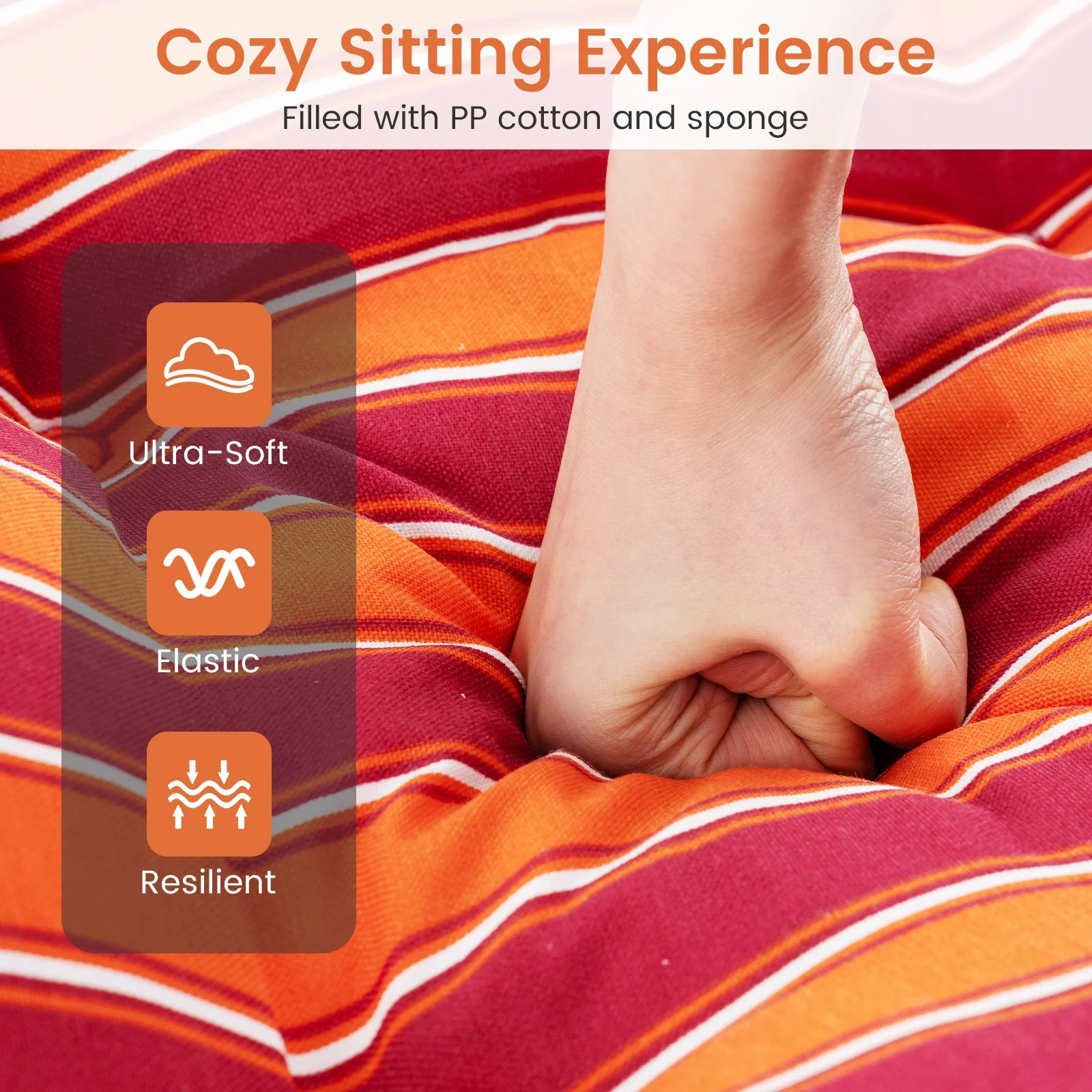 Outdoor Chaise Cushion With String Ties, Red - Image 8