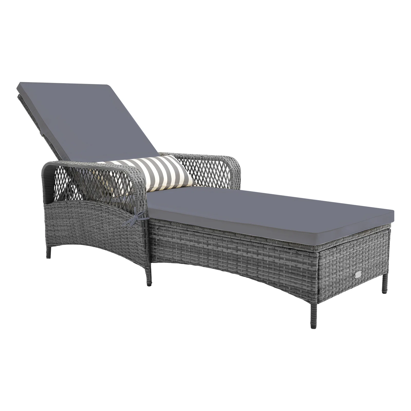 Outdoor Chaise Lounge Chair, 6-Level Backrest, Gray