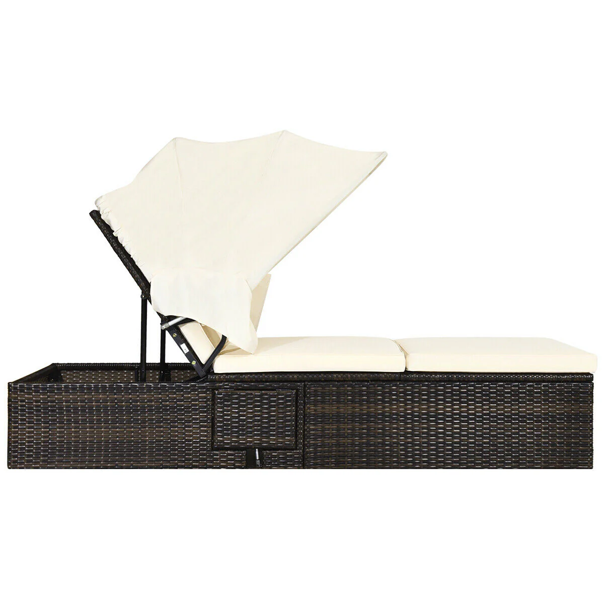Outdoor Chaise Lounge Chair, Folding Canopy, White - Image 8