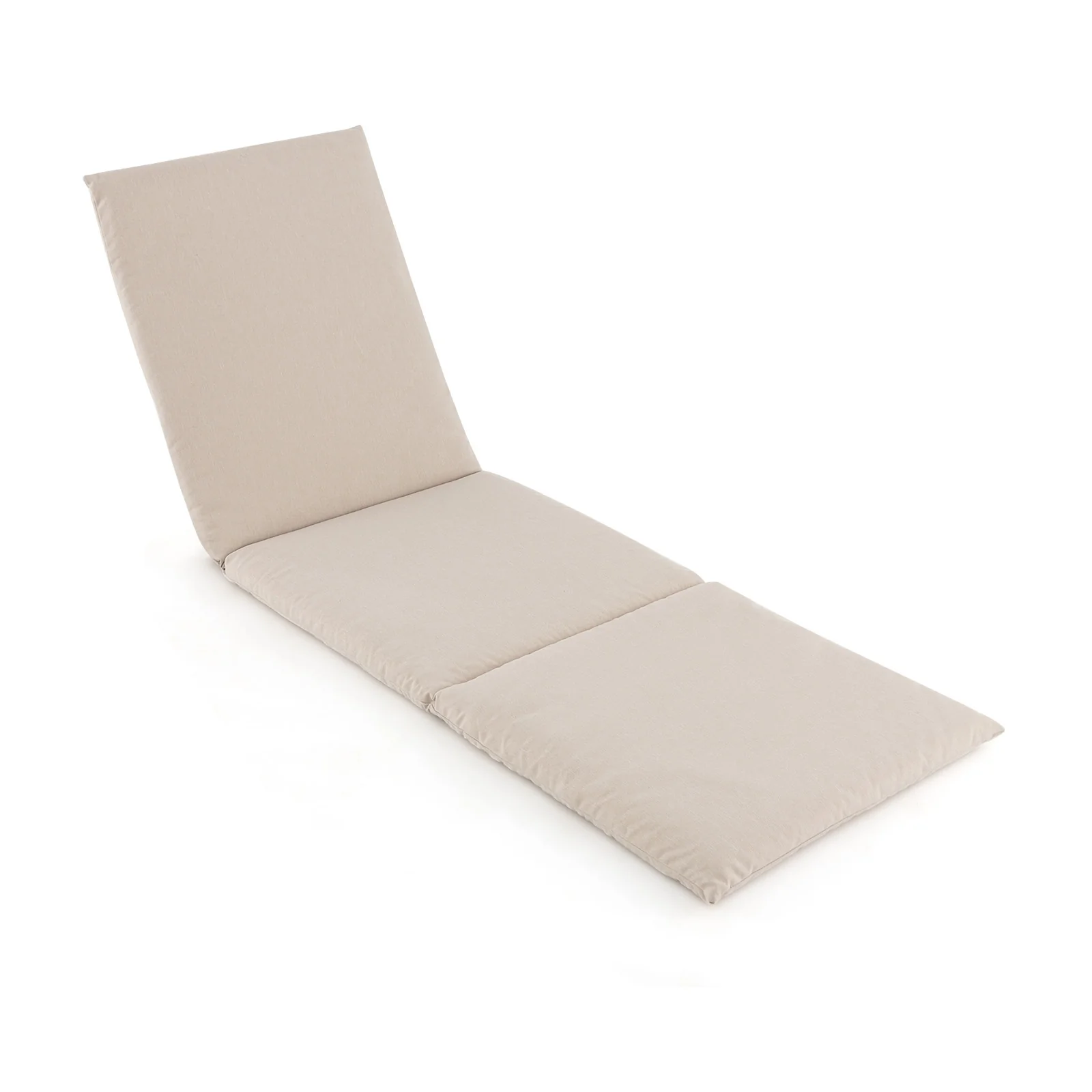 Outdoor Chaise Lounge Cushion, Folding Pad With Fixing Straps, Beige