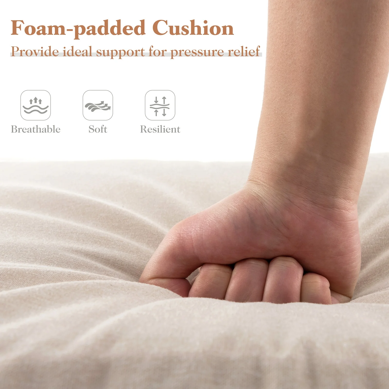 Outdoor Chaise Lounge Cushion, Folding Pad With Fixing Straps, Beige - Image 6