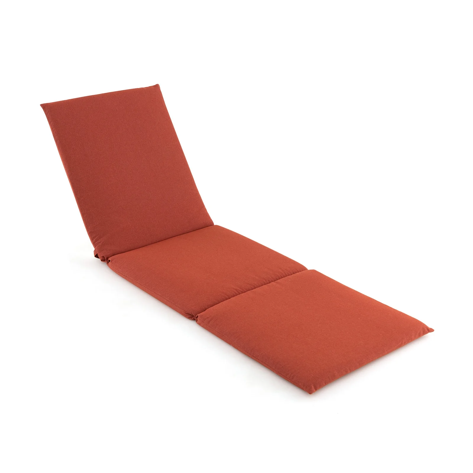 Outdoor Chaise Lounge Cushion, Folding Pad With Straps, Orange - Image 2