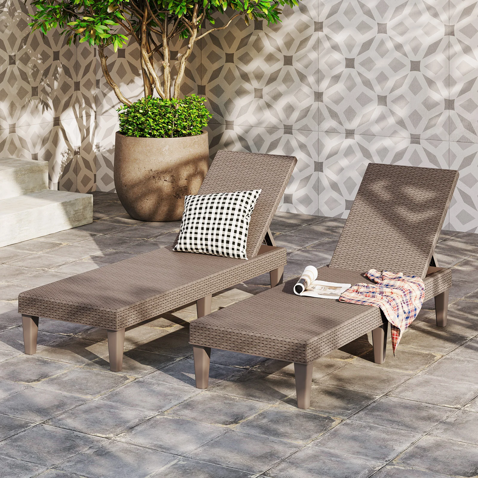 Outdoor Chaise Lounger Chair, 330 lbs Capacity, Brown - Image 6