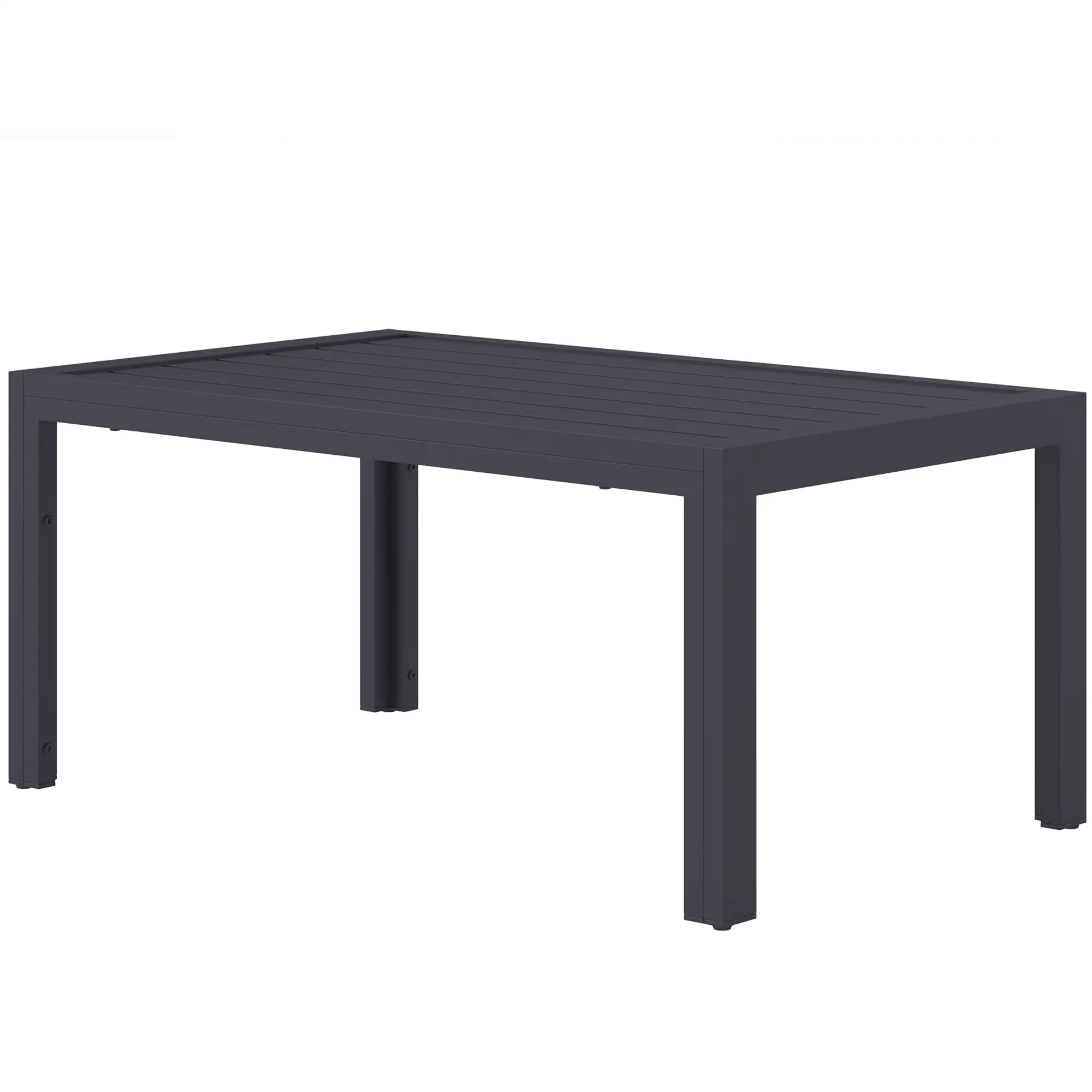 Outdoor Coffee Table, Rectangular, Steel Frame, Slat Tabletop, Grey