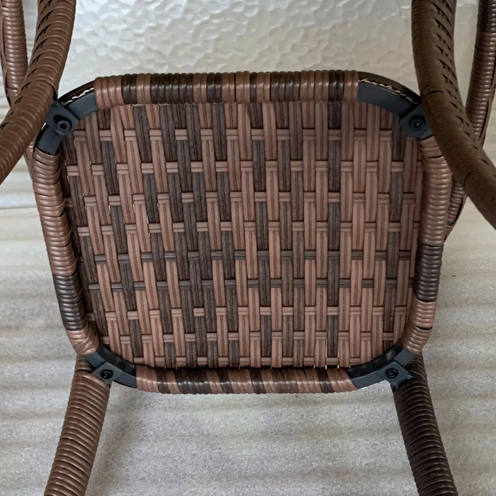 Outdoor Coffee Table With Storage Shelf, Wicker Side Table, Water-Ripple Glass Top, Mix Brown - Image 7