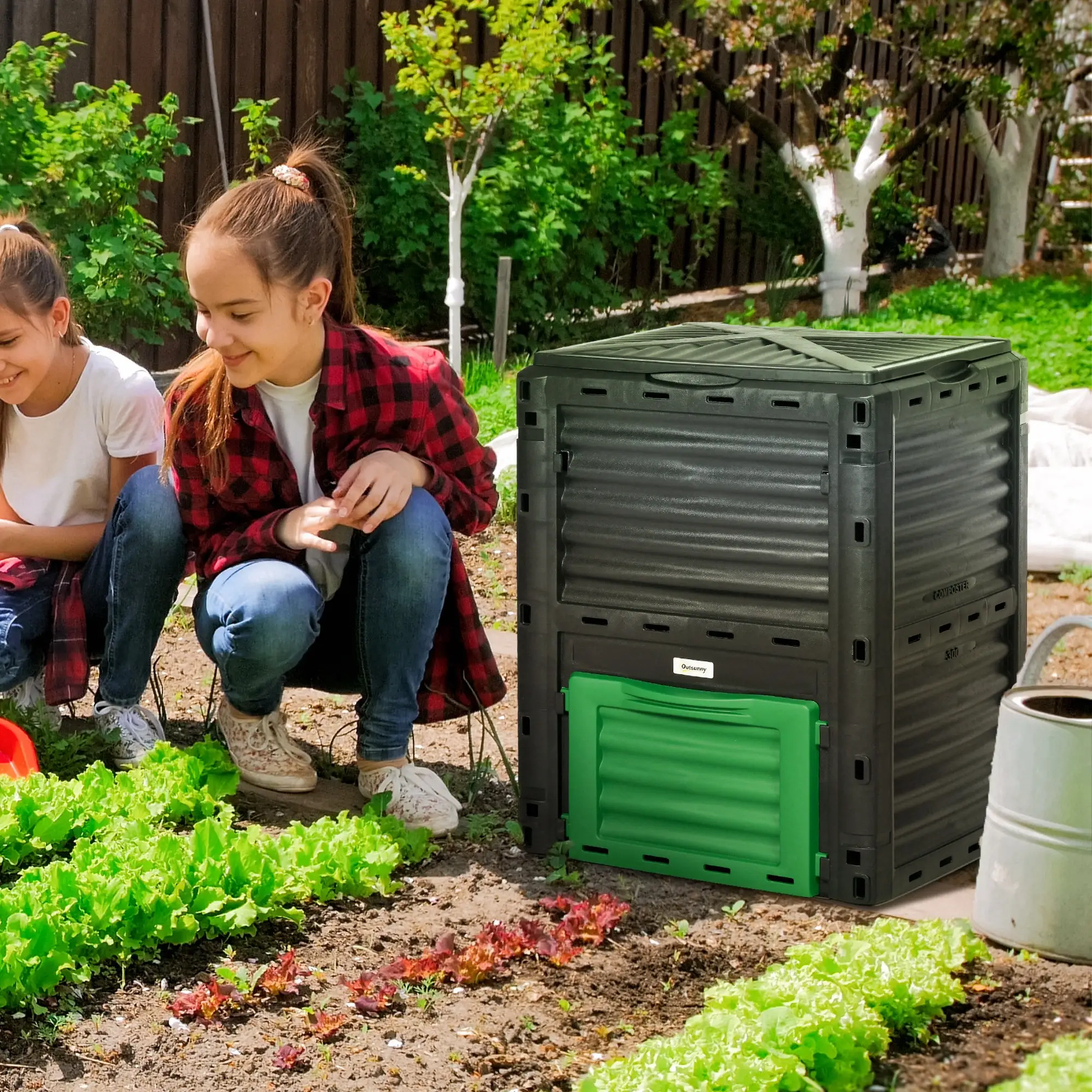 Outdoor Compost Bin, Fast Soil Creation, 80 Gallon, Green - Image 2