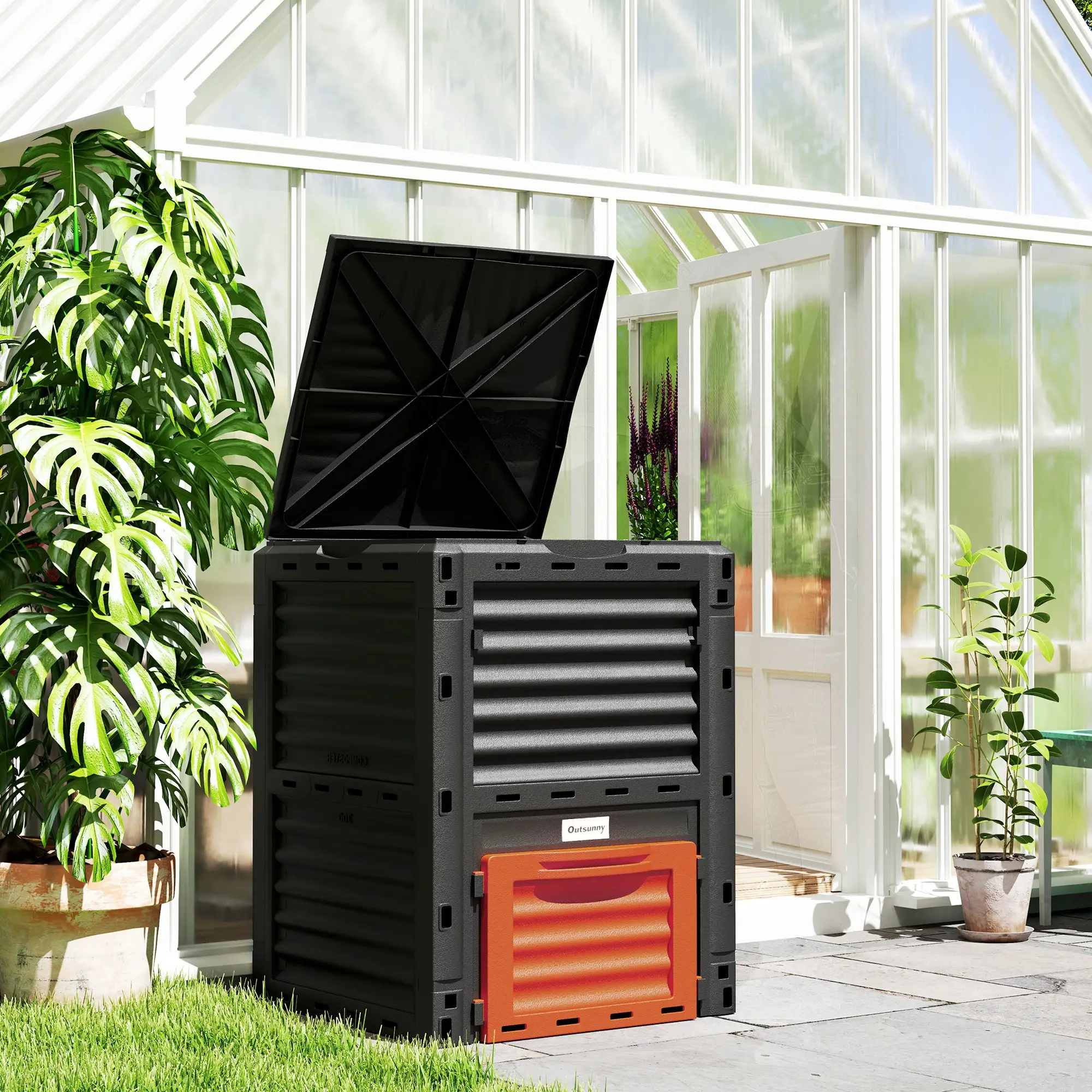 Outdoor Compost Bin, Fast Soil Creation, 80 Gallon, Orange - Image 2