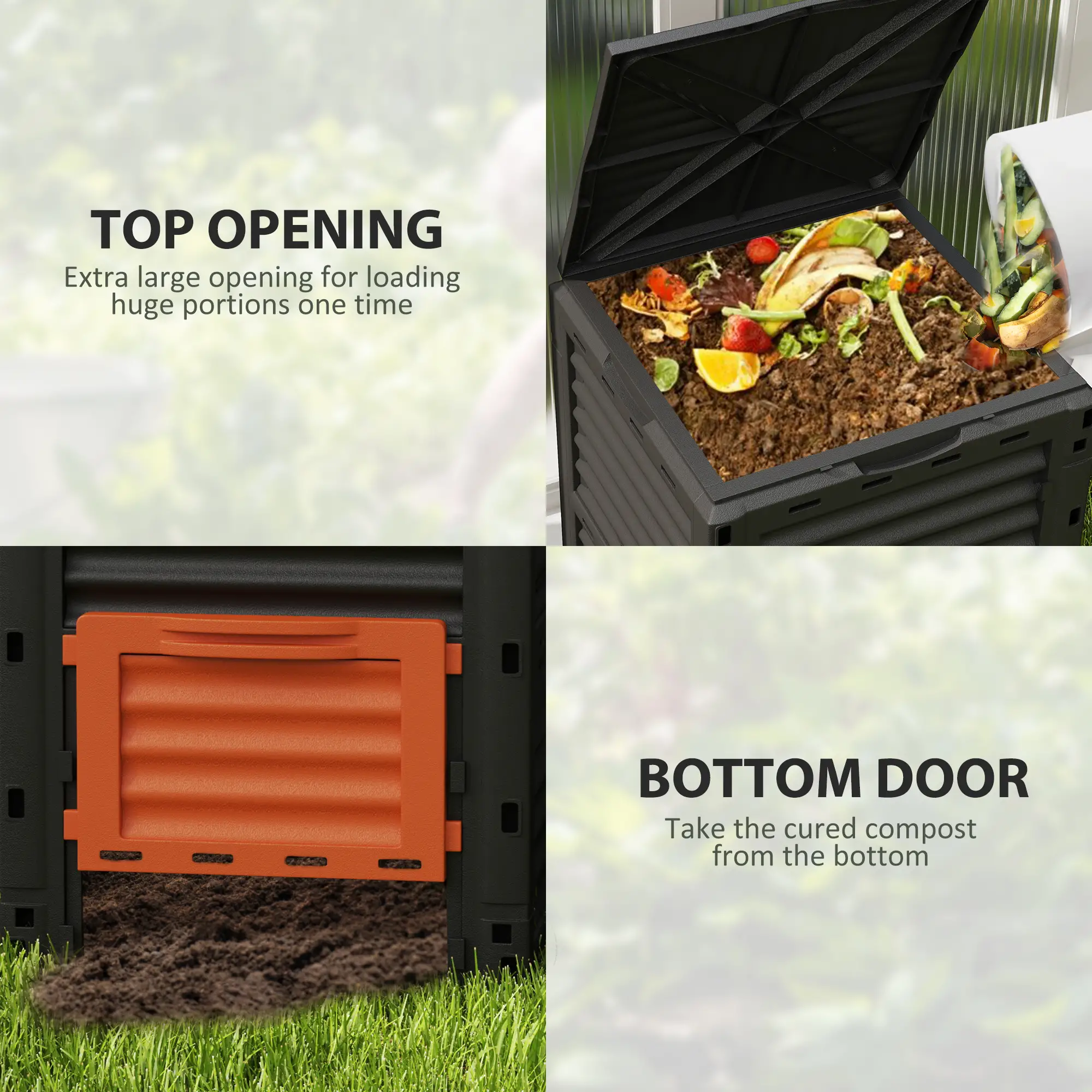 Outdoor Compost Bin, Fast Soil Creation, 80 Gallon, Orange - Image 4