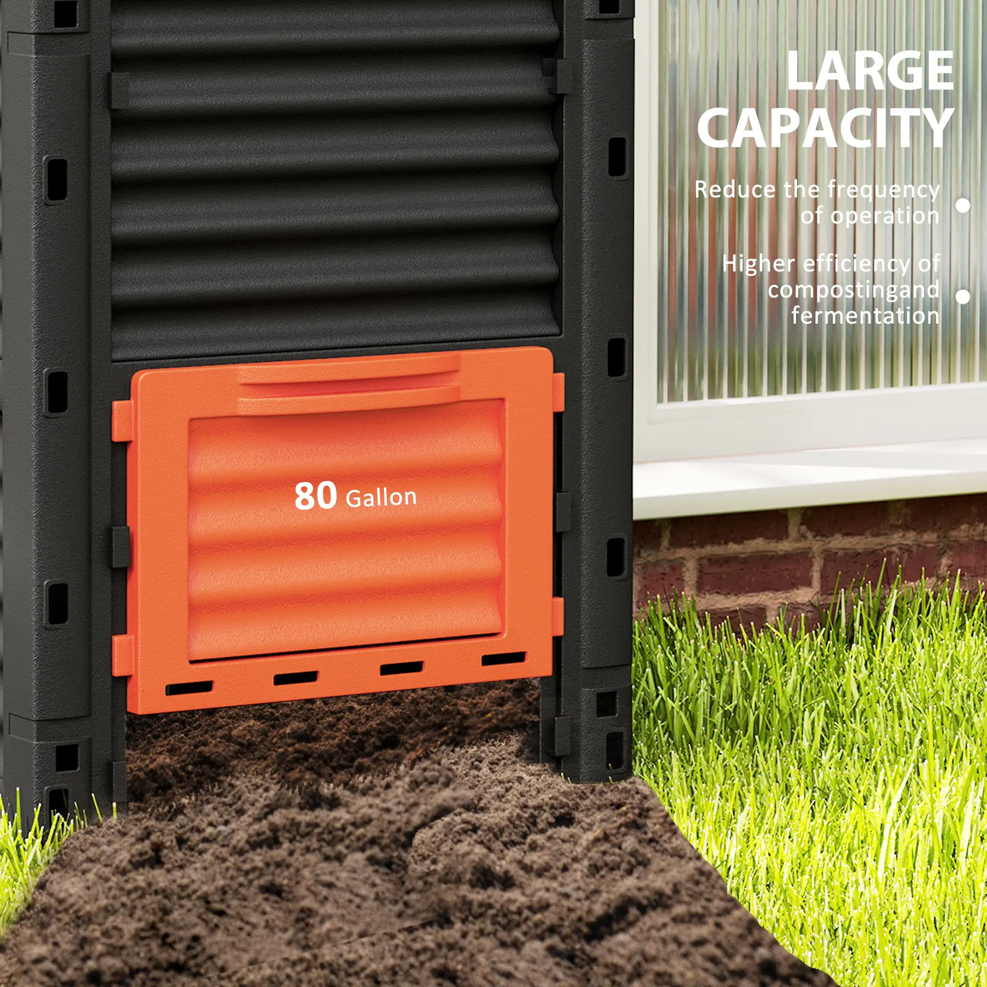 Outdoor Compost Bin, Fast Soil Creation, 80 Gallon, Orange - Image 5